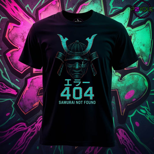 404: Samurai Not Found – Glitchcore Warrior T-Shirt #jp3