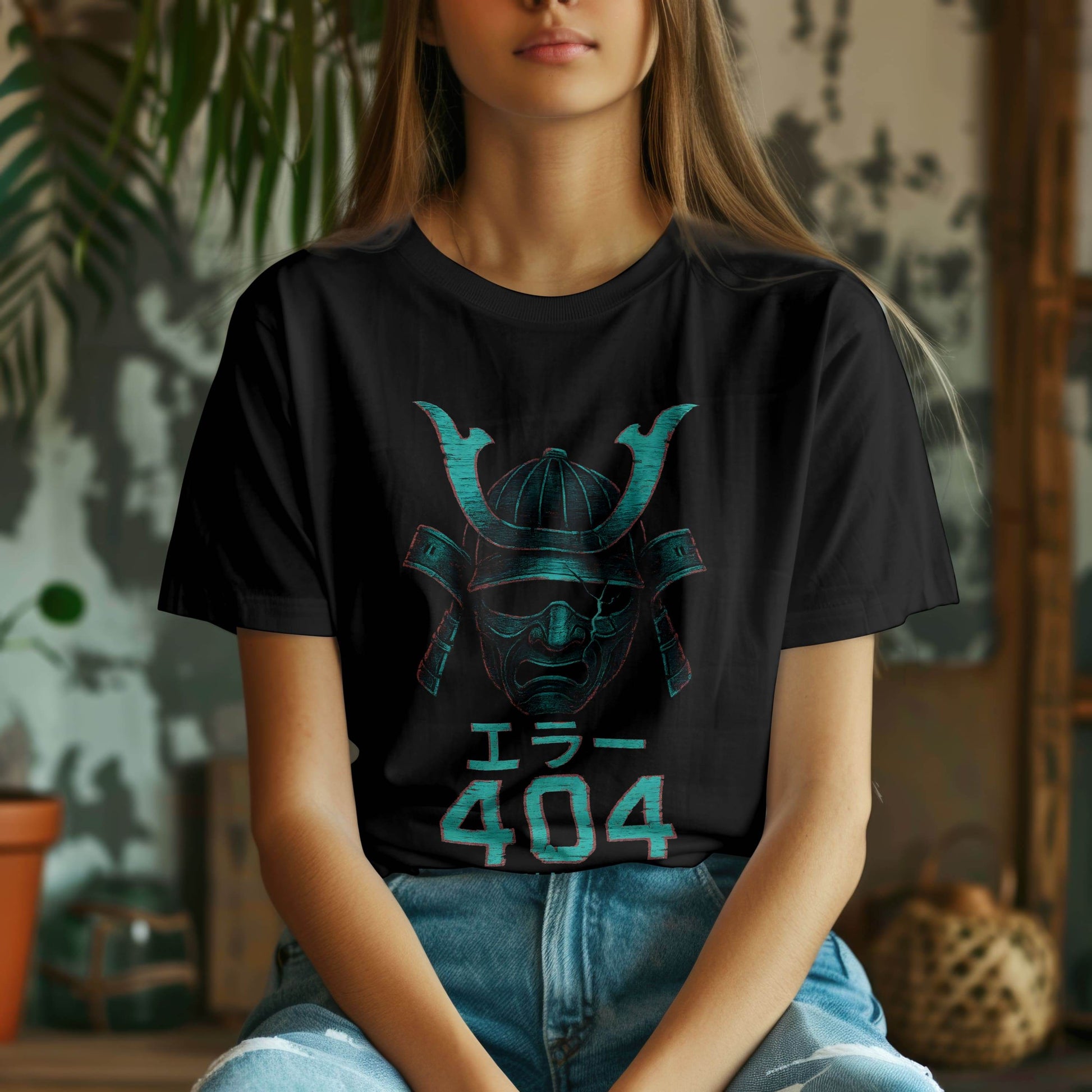 404: Samurai Not Found – Glitchcore Warrior T-Shirt #jp3 - Psyque