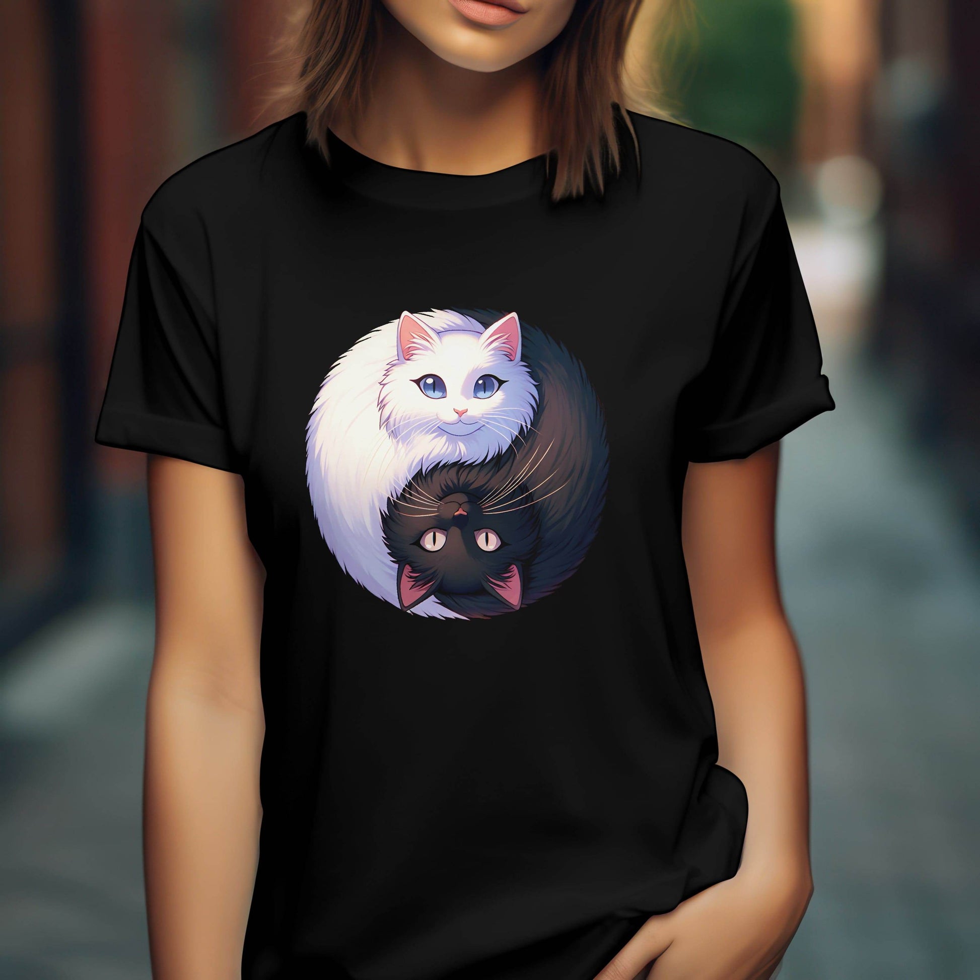 Purrfect Balance – Yin Yang Cats Edition T-Shirt #ac1 - Psyque