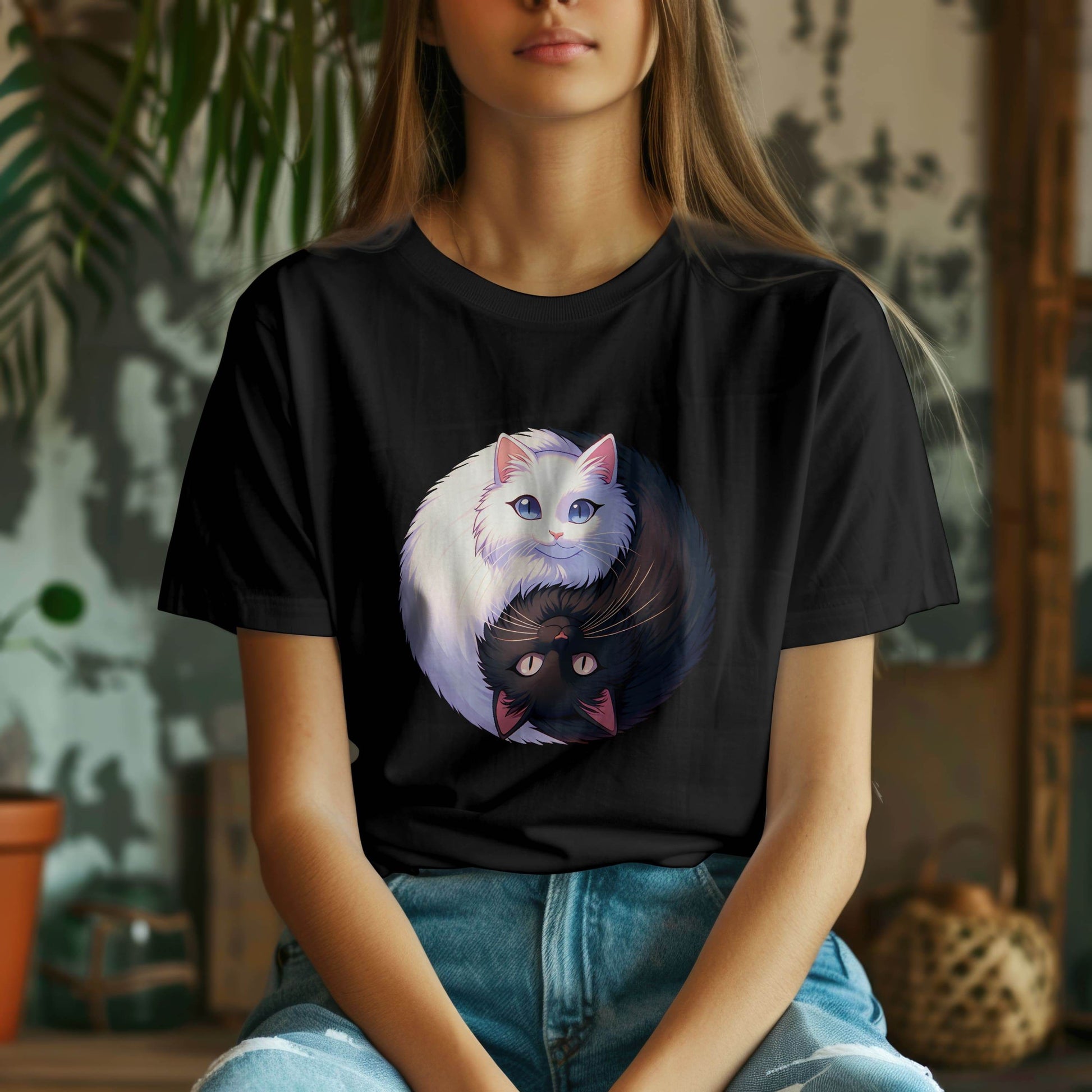 Purrfect Balance – Yin Yang Cats Edition T-Shirt #ac1 - Psyque