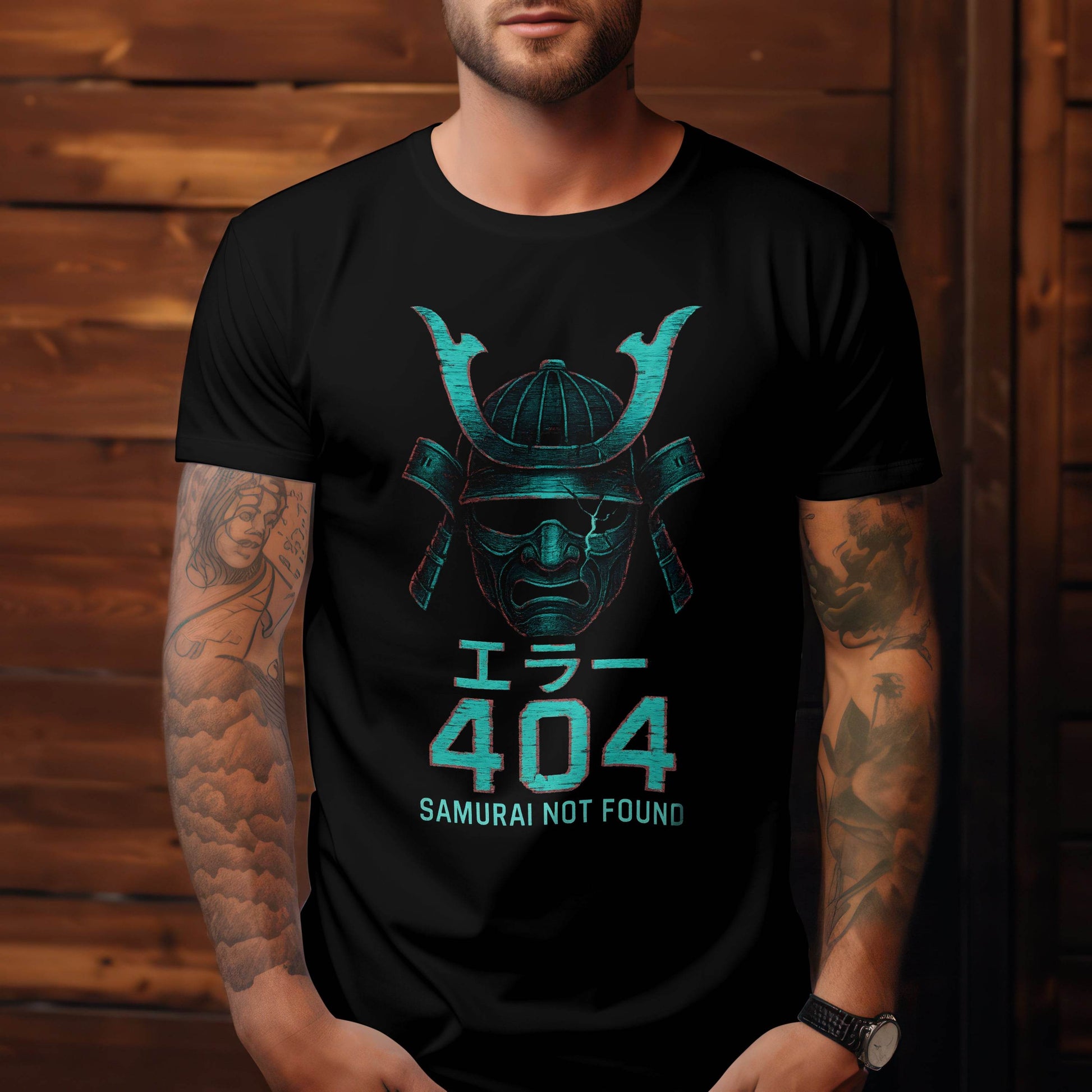 404: Samurai Not Found – Glitchcore Warrior T-Shirt #jp3 - Psyque