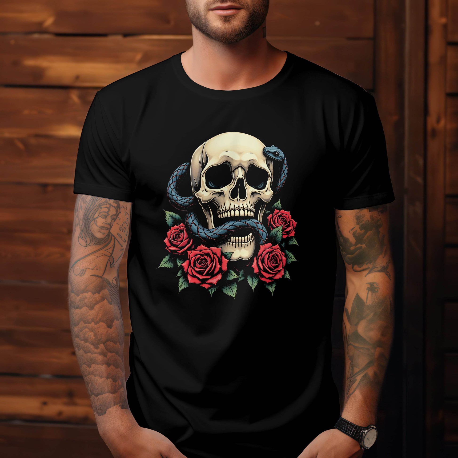 Skull & Serpent – Rosebound Edition T-shirt #s4 - Psyque