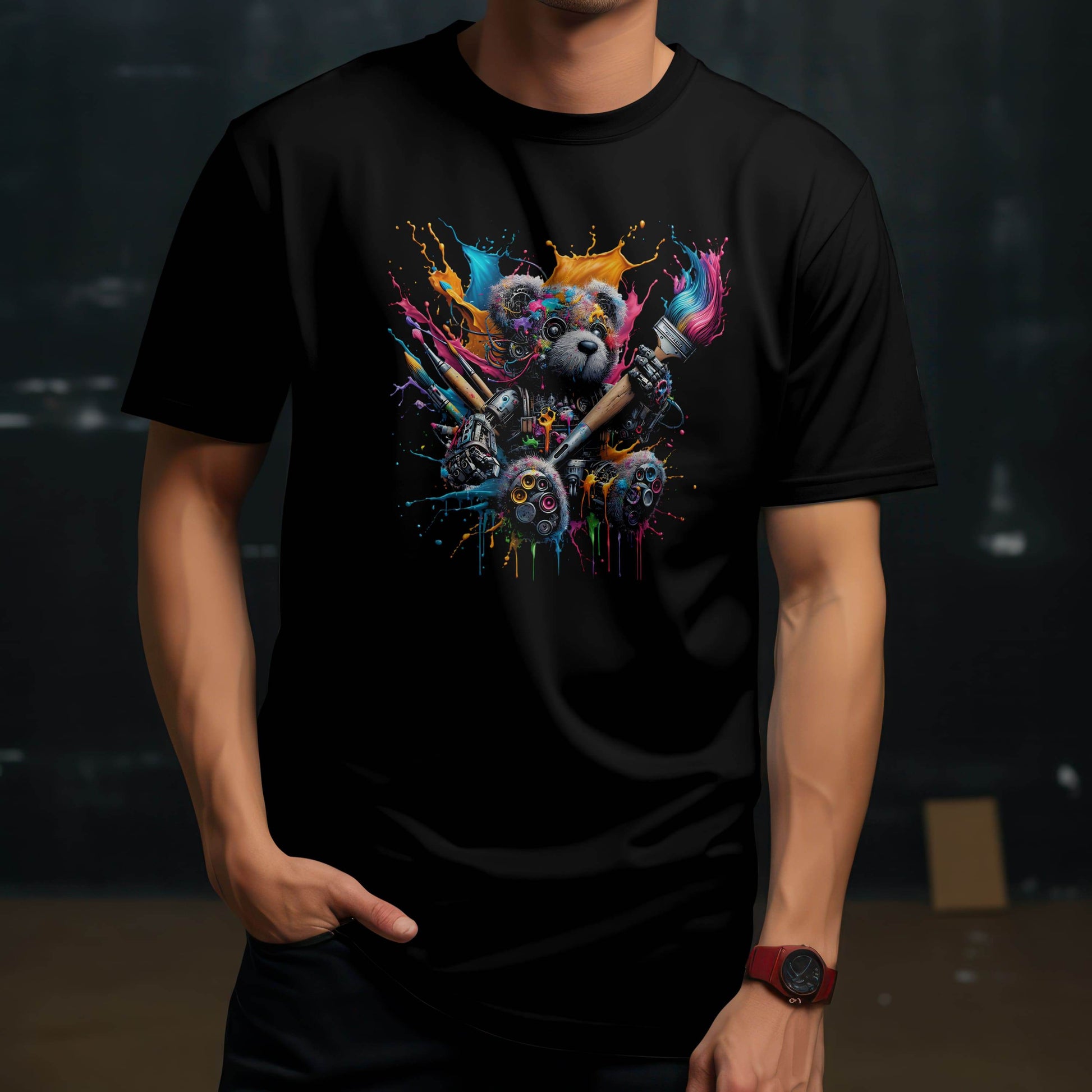 Gear Bear – Mecha Paint Mayhem T-shirt #tb1 - Psyque