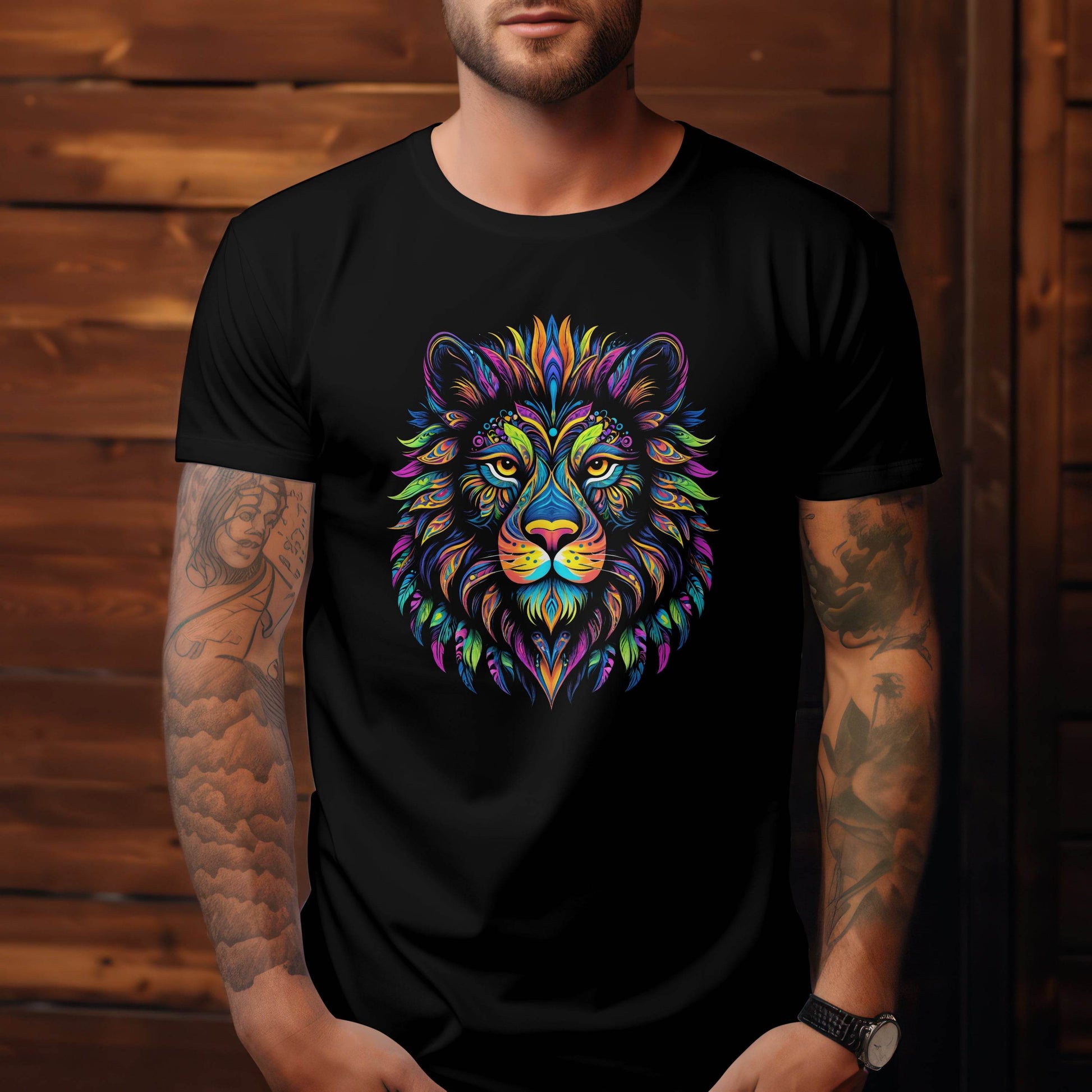 Feathered Majesty – Mandala Lion Edition T-shirt #al1 - Psyque