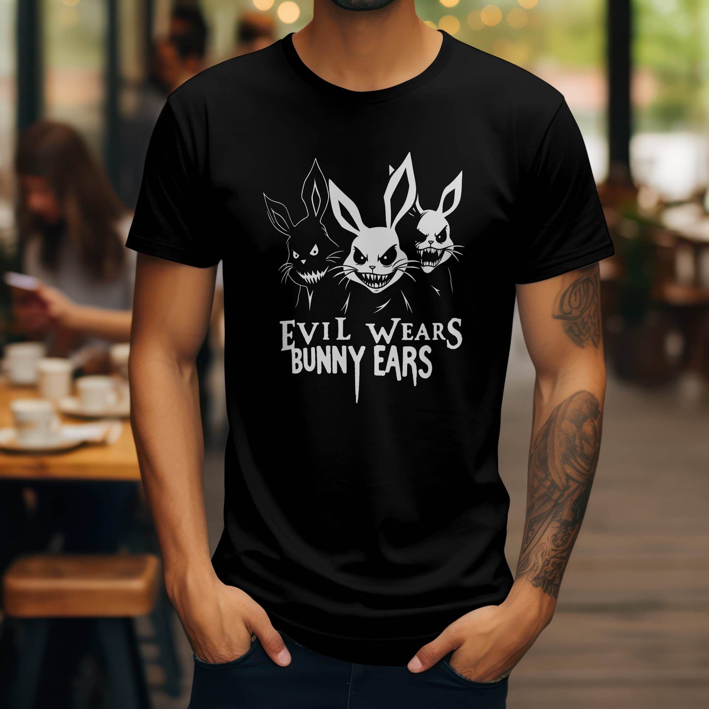 Evil Wears Bunny Ears – Triple Threat Edition T-shirt #p1c - Psyque