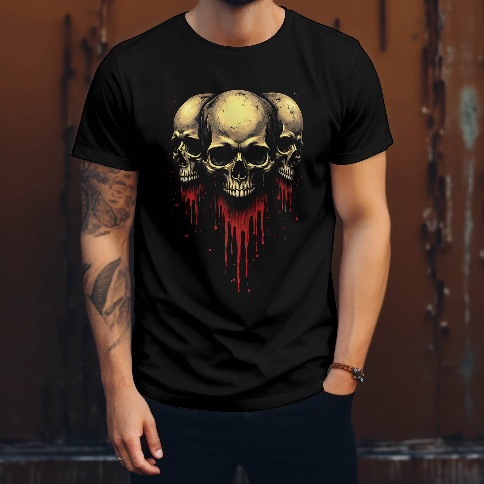 Blood Ritual – Triple Skull T-shirt #s1 - Psyque