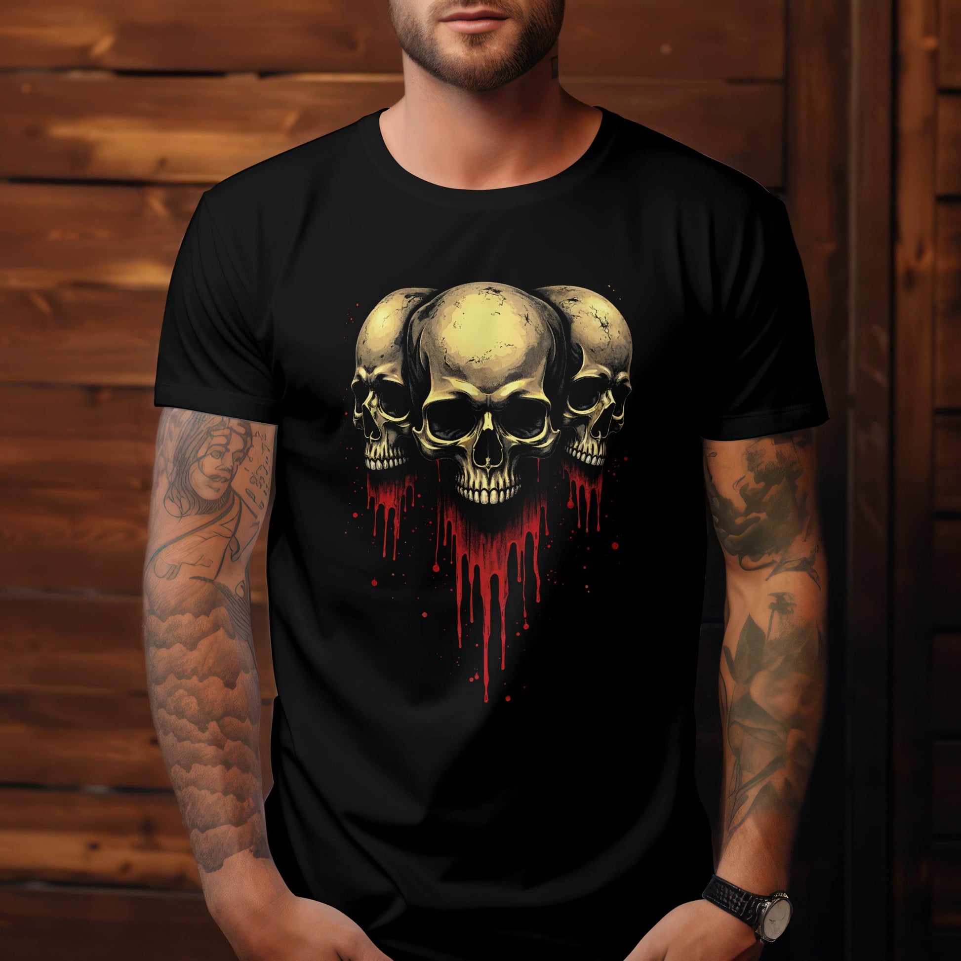 Blood Ritual – Triple Skull T-shirt #s1 - Psyque