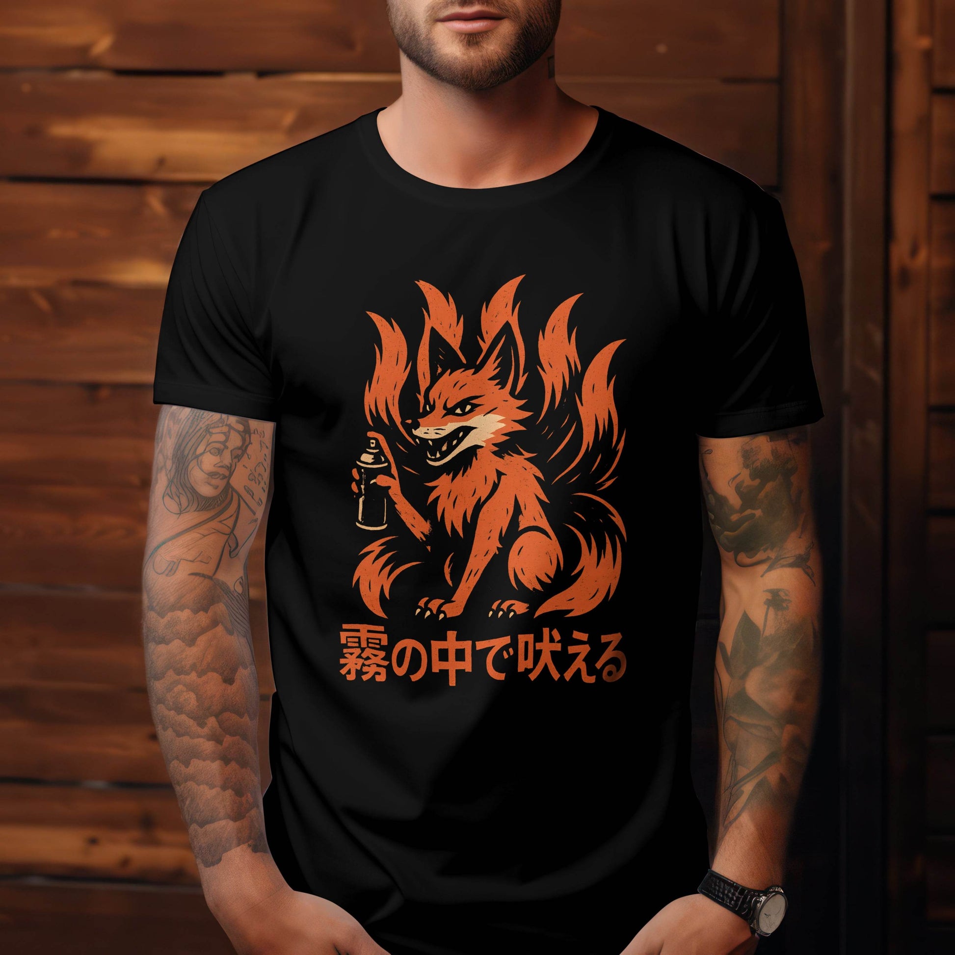 Kitsune Rebellion – Howling in the Mist T-Shirt #jp2 - Psyque
