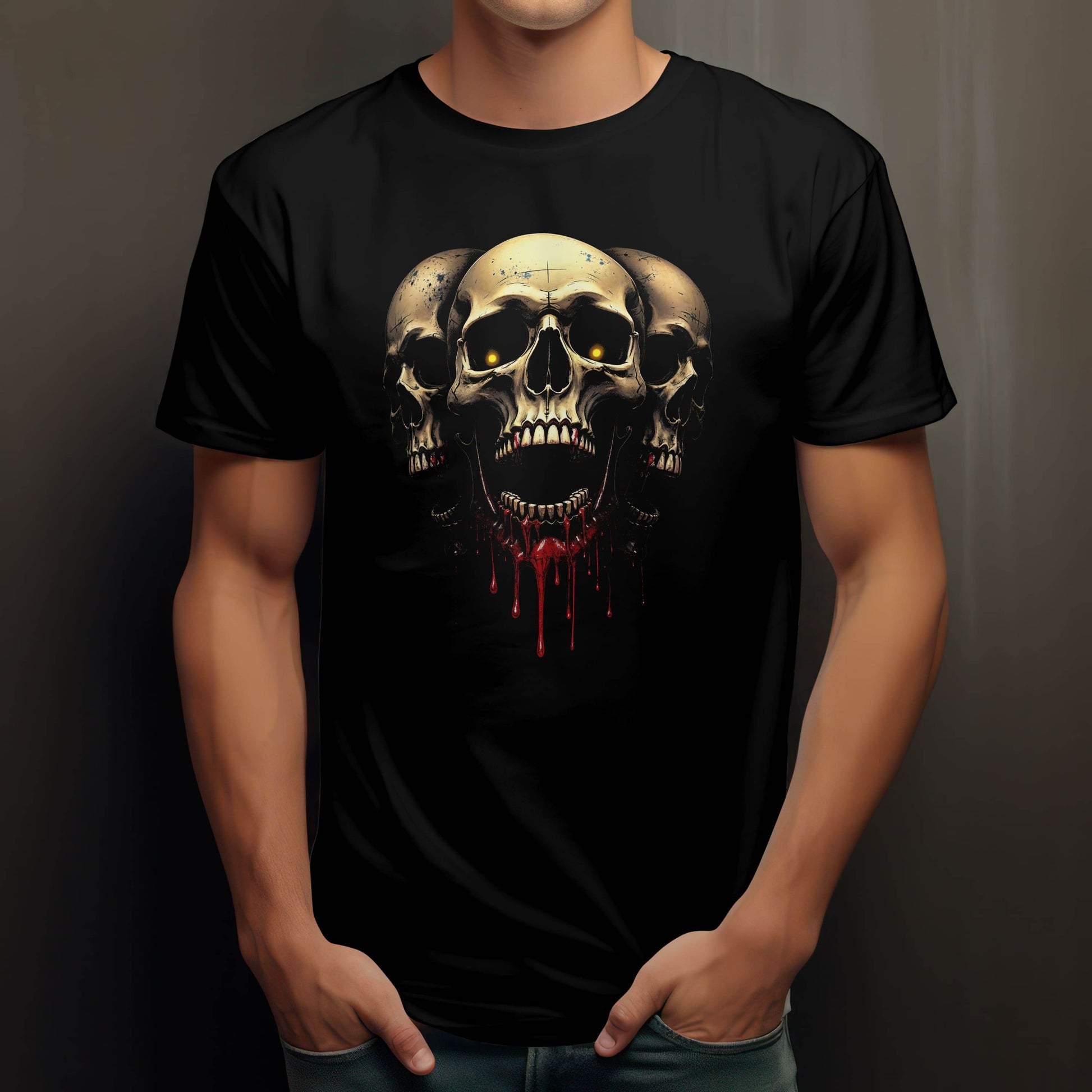 Three Skulls – Blood Drip Edition T-shirt #s2 - Psyque