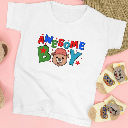 Awesome Boy Kids T-Shirt – Cartoon Bear Design #k3
