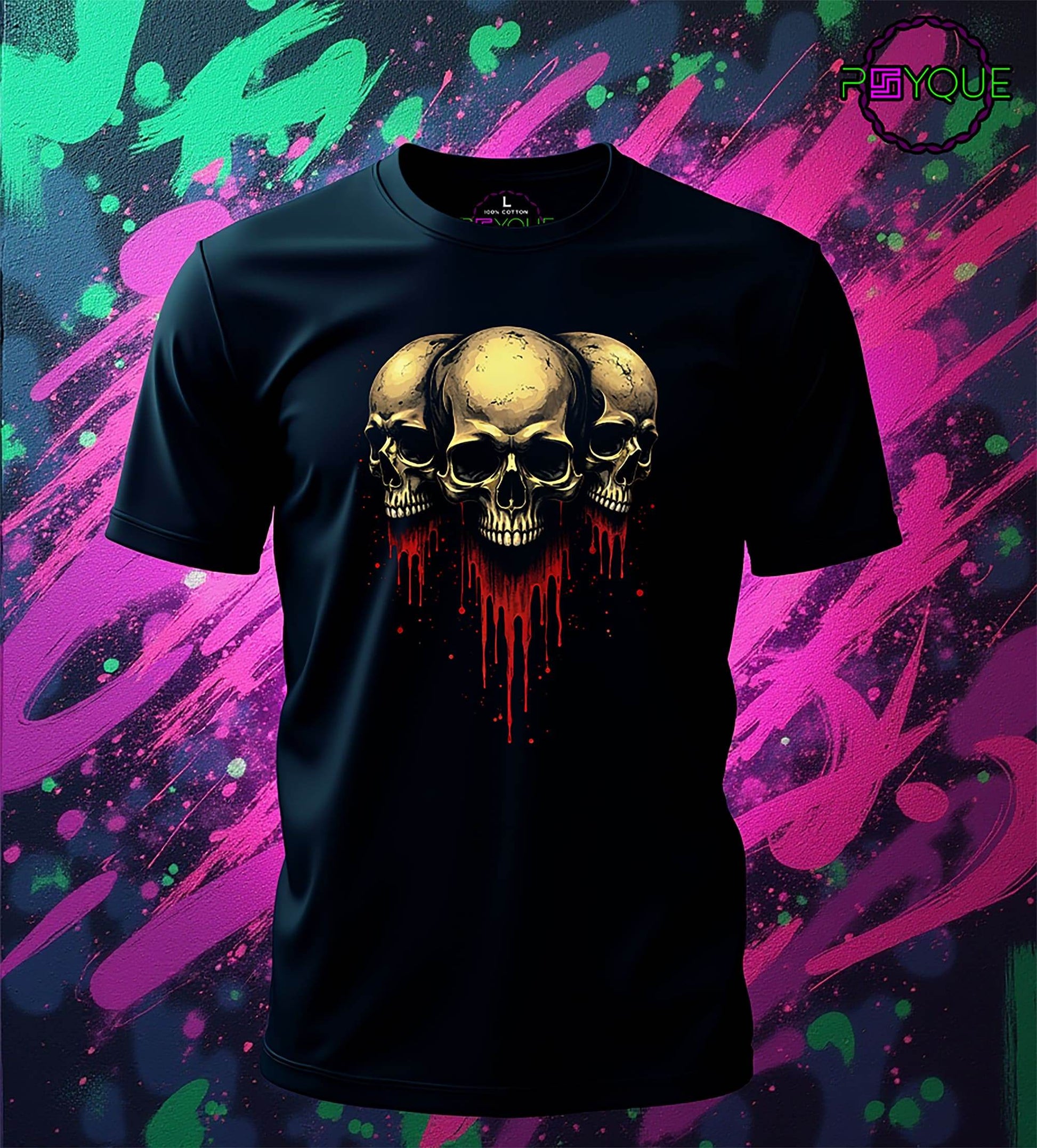 Blood Ritual – Triple Skull T-shirt #s1 - Psyque