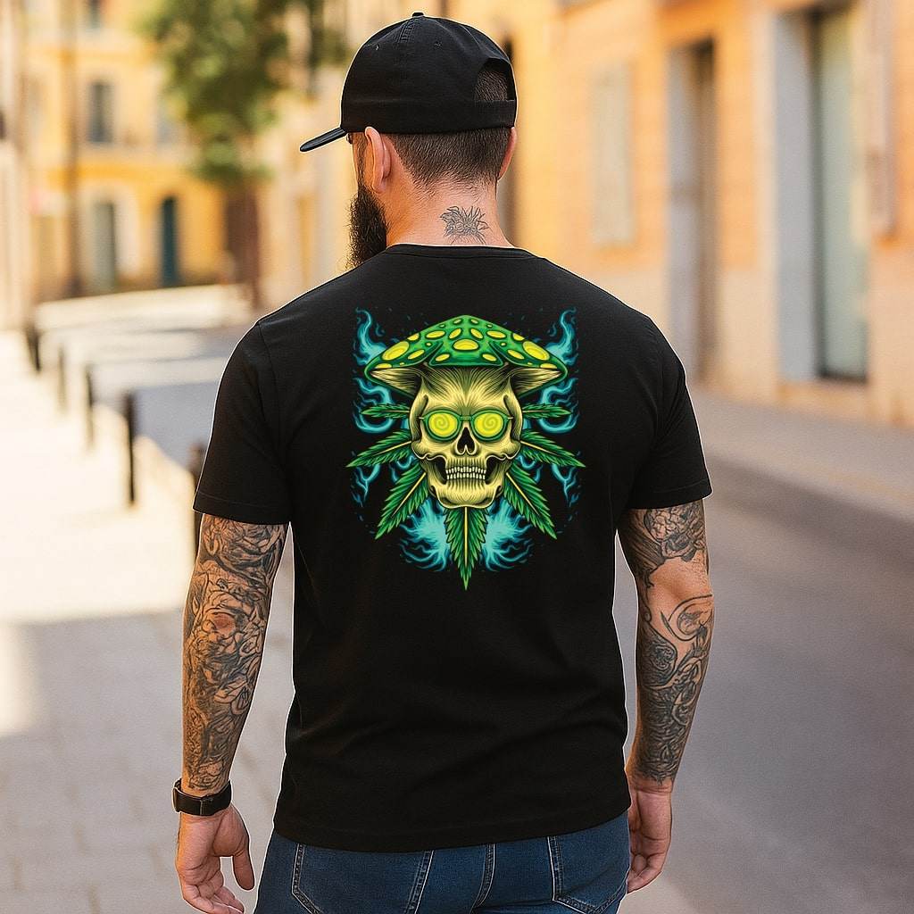 Shroom of Doom – Trippy Skull T-shirt #st7 - Psyque