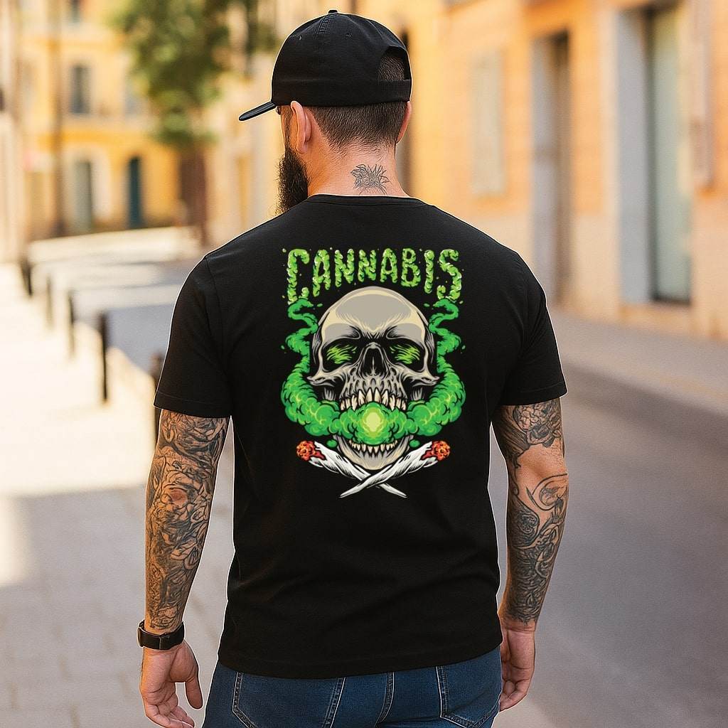 Blaze Breath – Cannabis Skull T-shirt #st26 - Psyque