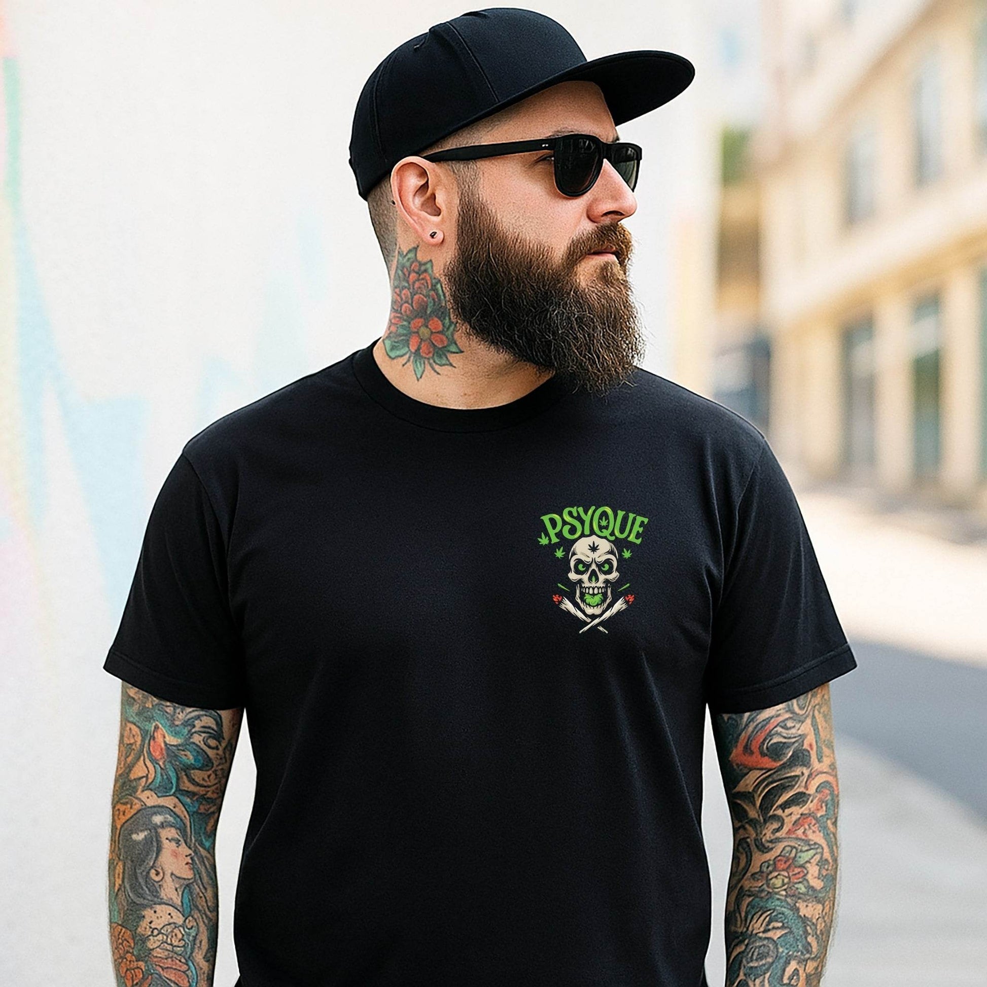 Grim Reefer – Cannabis Skull Cross-Joints T-shirt #st24 - Psyque