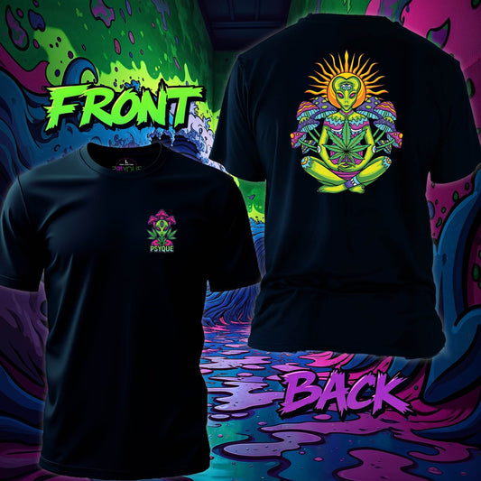 Cosmic Kush Guru – Meditating Alien Tee #st5 - Psyque