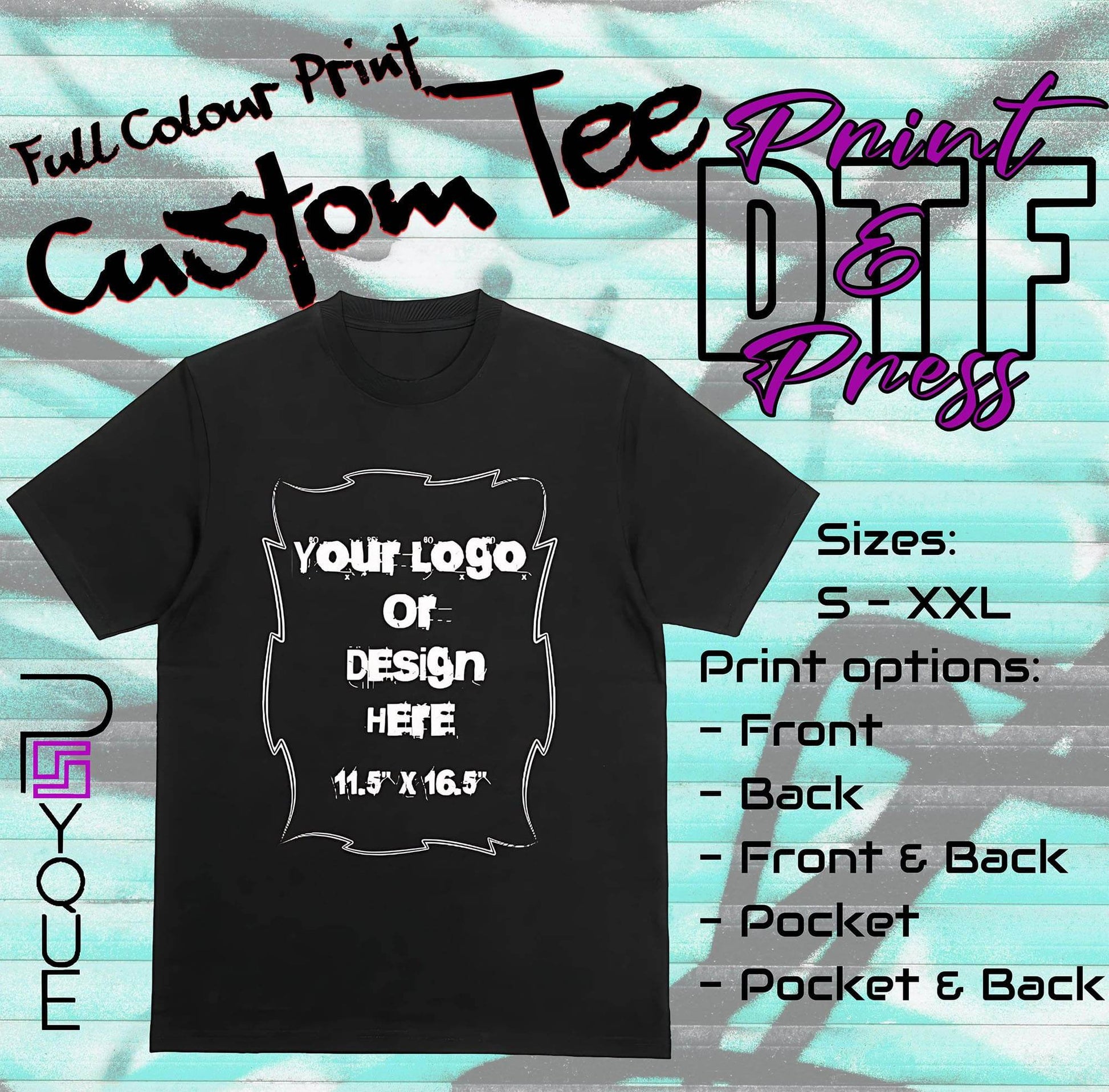 Custom T-Shirt with Any Logo, Text or Image – DTF Print on Cotton - Psyque