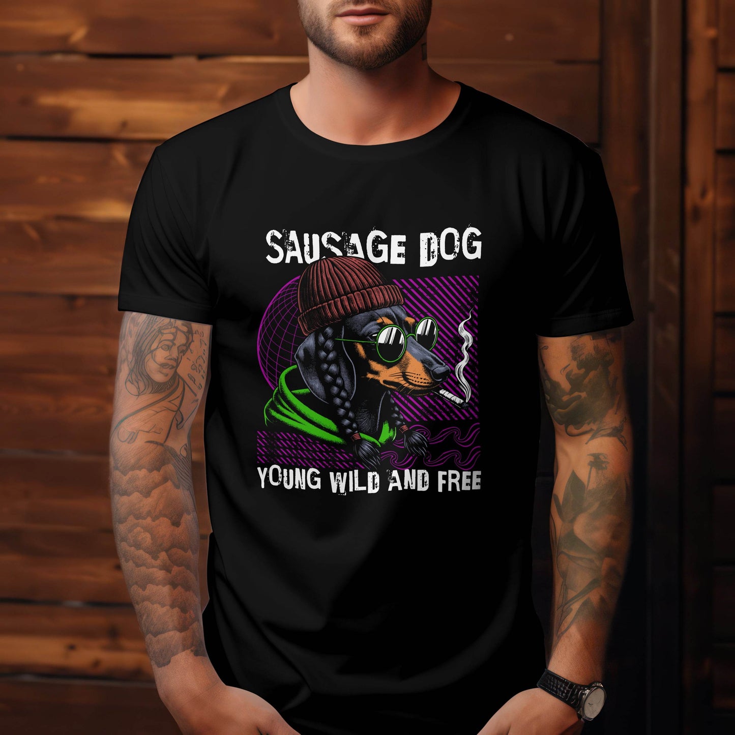 Sausage Dog – Young, Wild & Free T-shirt #ad4 - Psyque