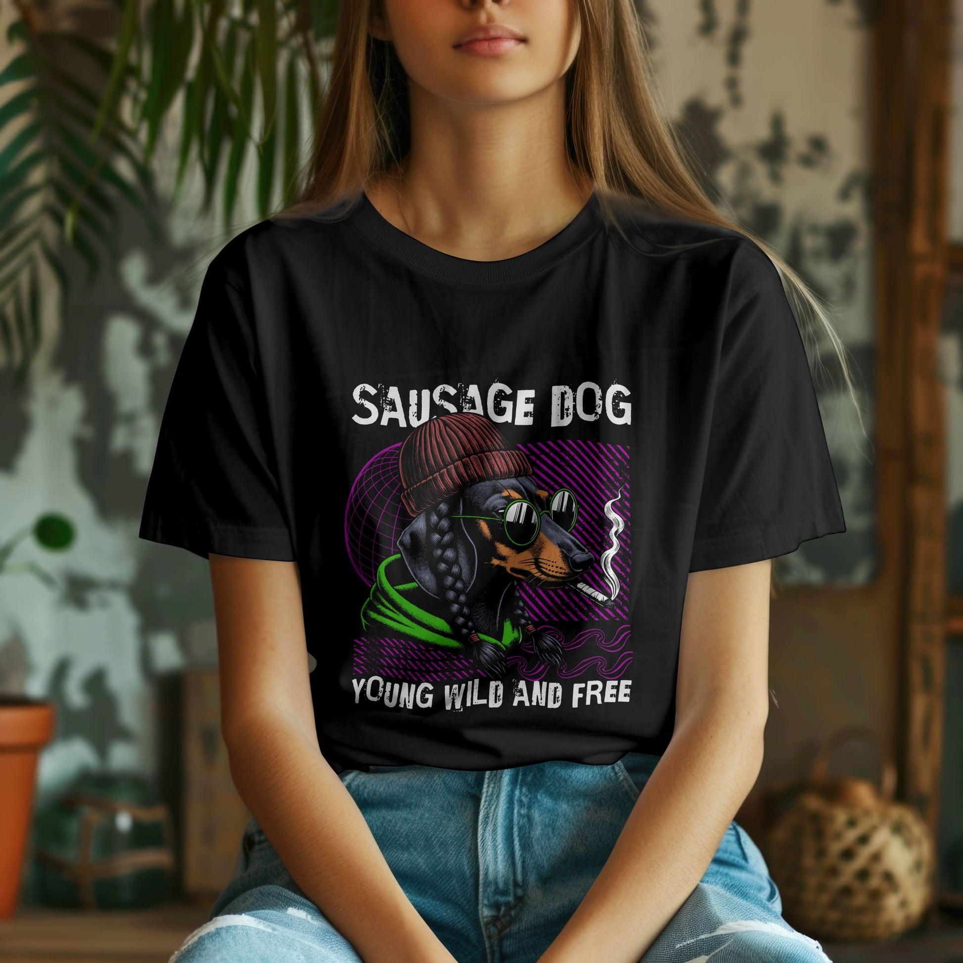 Sausage Dog – Young, Wild & Free T-shirt #ad4 - Psyque