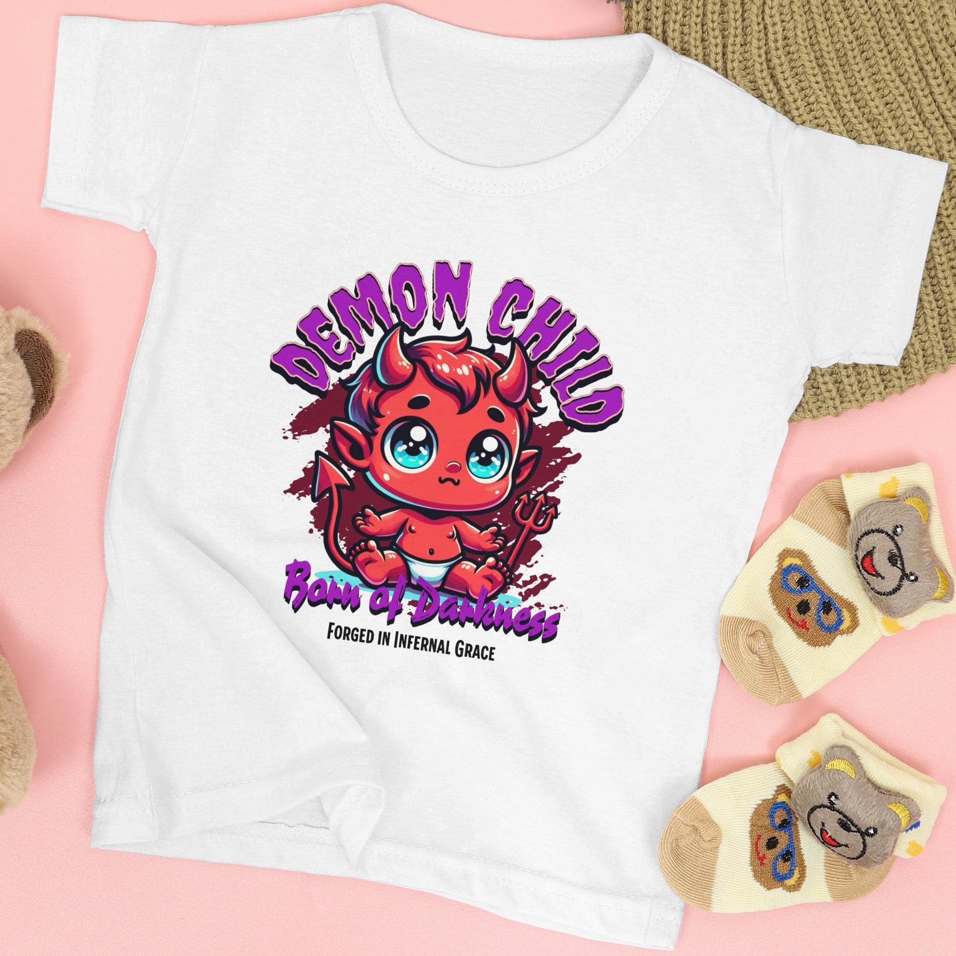 Demon Child Kids T-Shirt – Born of Darkness Cartoon Design #k17 - Psyque
