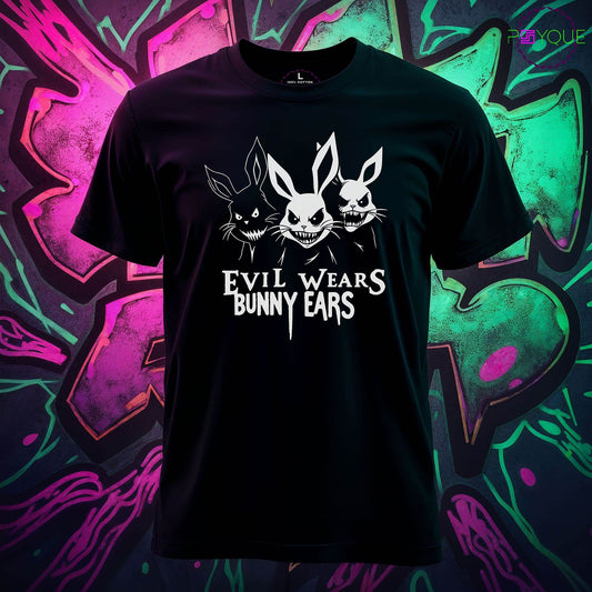 Evil Wears Bunny Ears – Triple Threat Edition T-shirt #p1c - Psyque