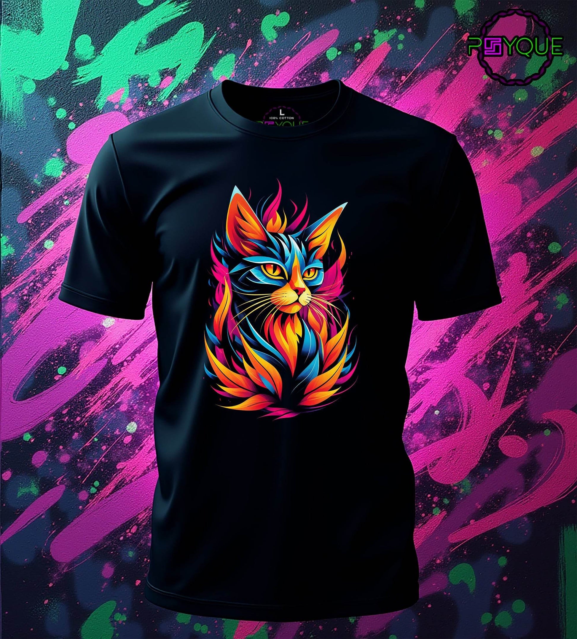 Fireborn Feline – Flame Spirit Cat T-shirt #ak1 - Psyque