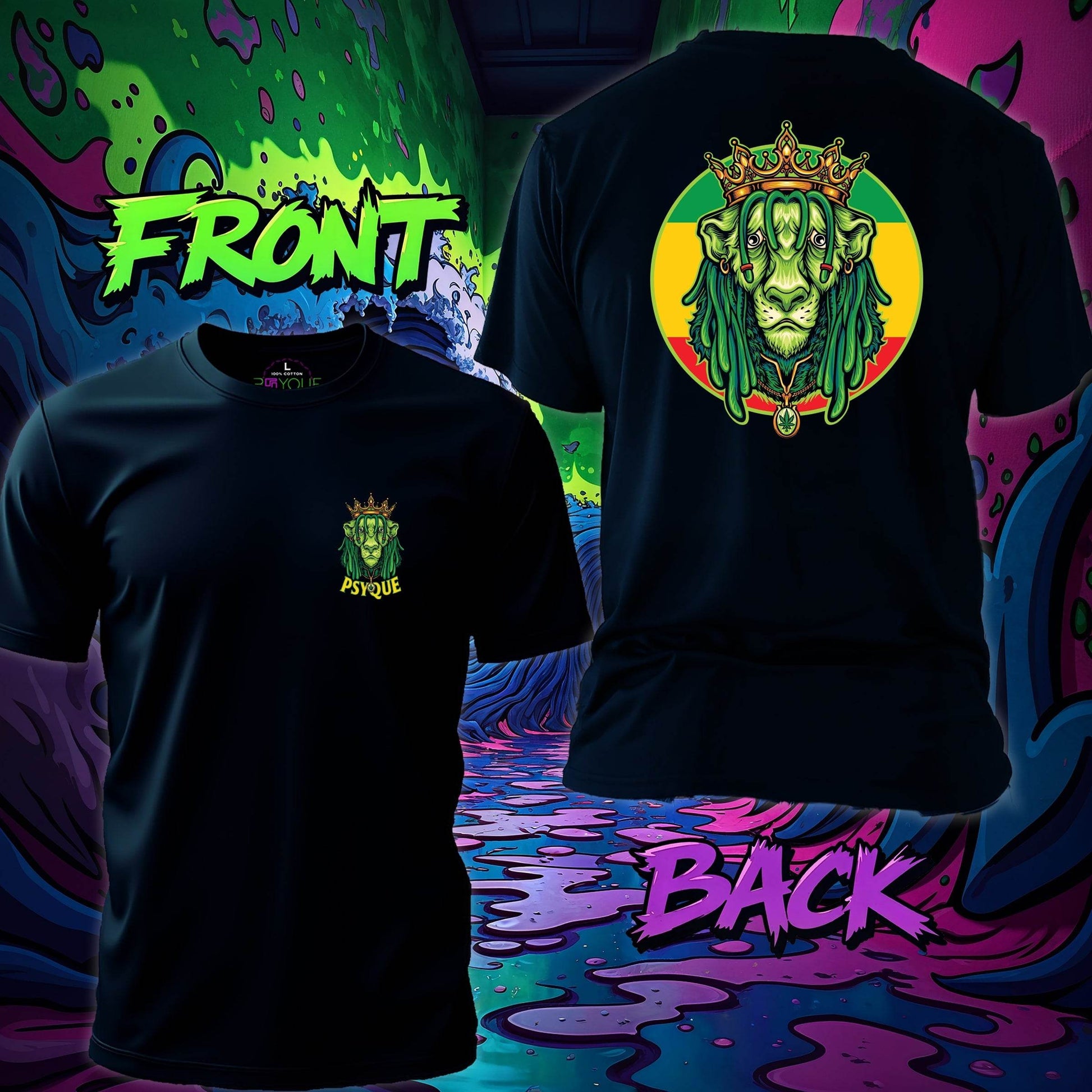 Ganja Lion King Rasta Weed Tee #st3 - Psyque