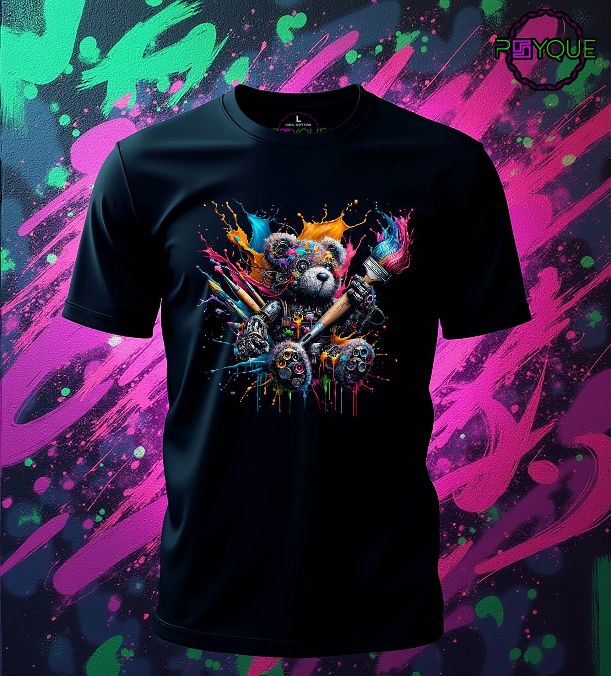 Gear Bear – Mecha Paint Mayhem T-shirt #tb1 - Psyque