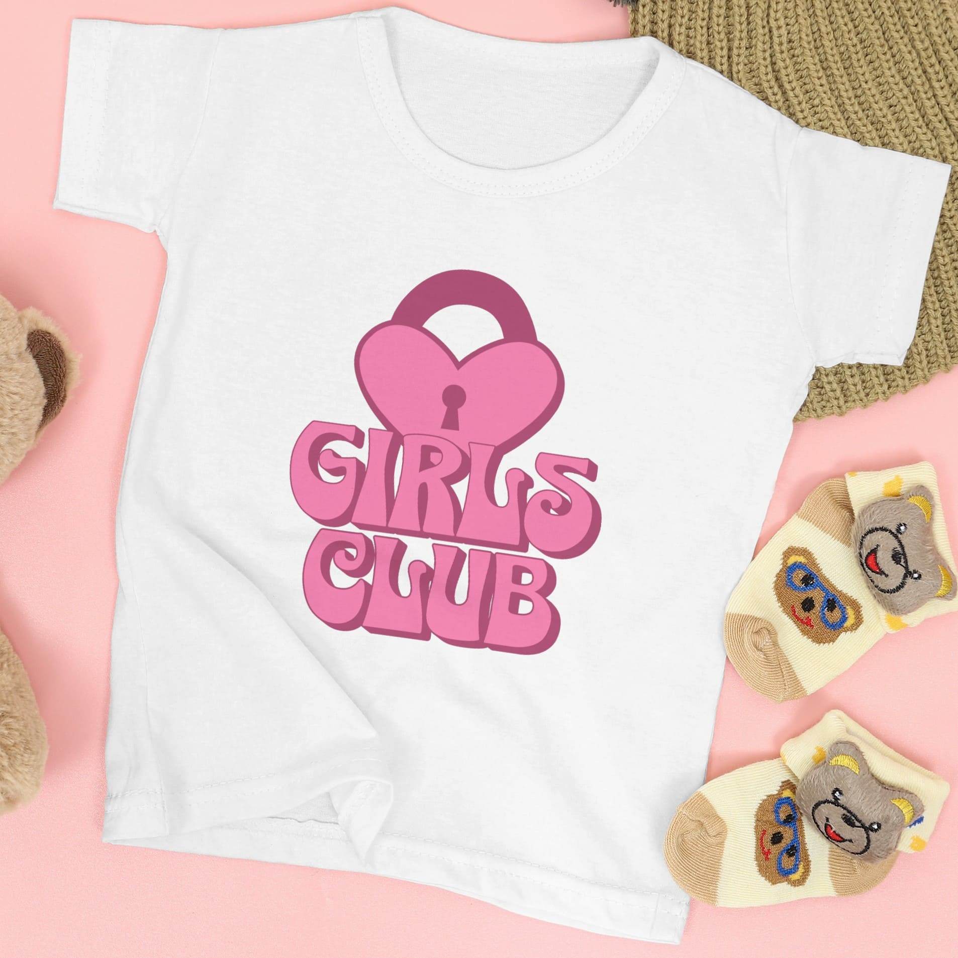 Girls Club Kids T-Shirt – Retro Pink Heart Lock Design #k22 - Psyque