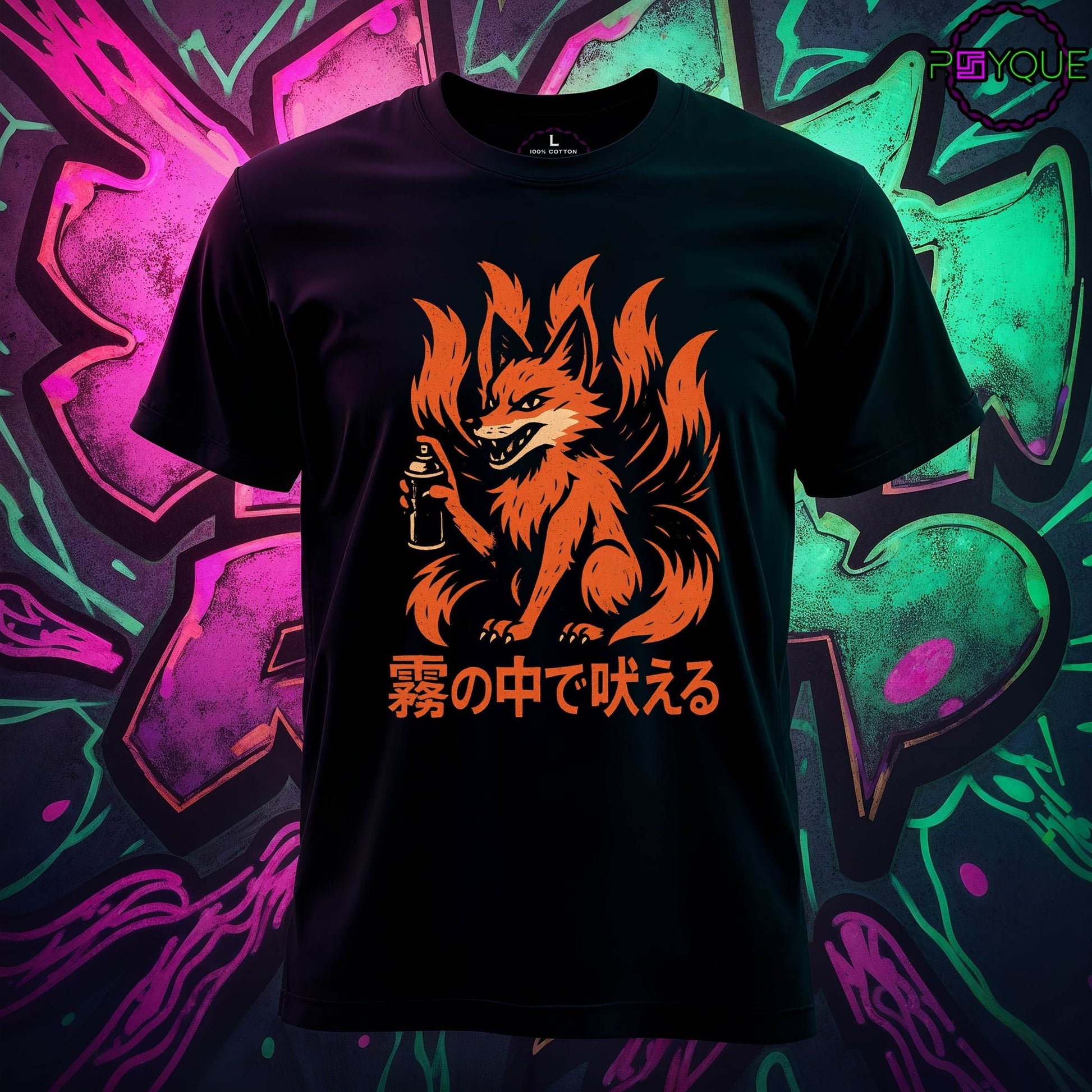 Kitsune Rebellion – Howling in the Mist T-Shirt #jp2 - Psyque