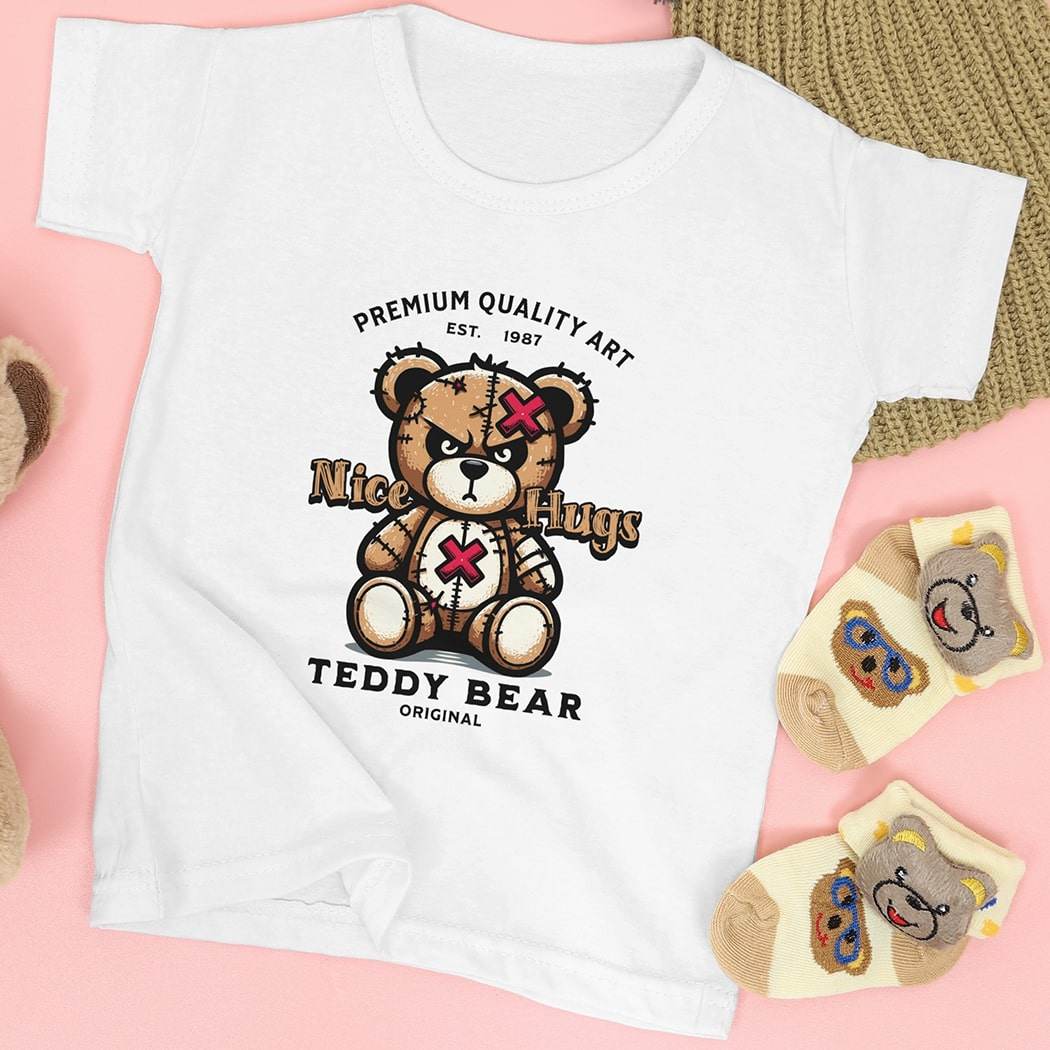 Nice Hugs Angry Teddy Kids T-Shirt #k2 - Psyque