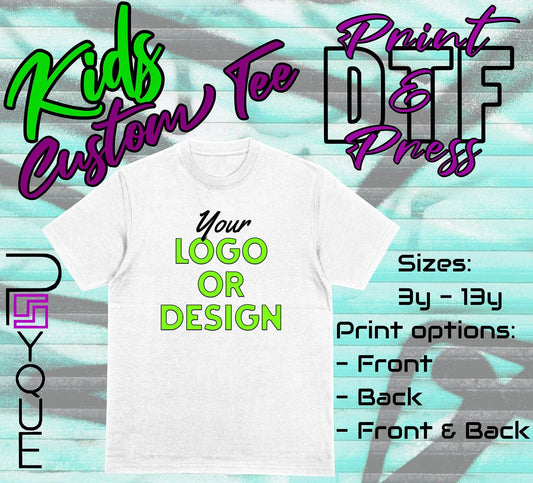 Personalised Kids T-Shirt – Custom Design on White Cotton - Psyque