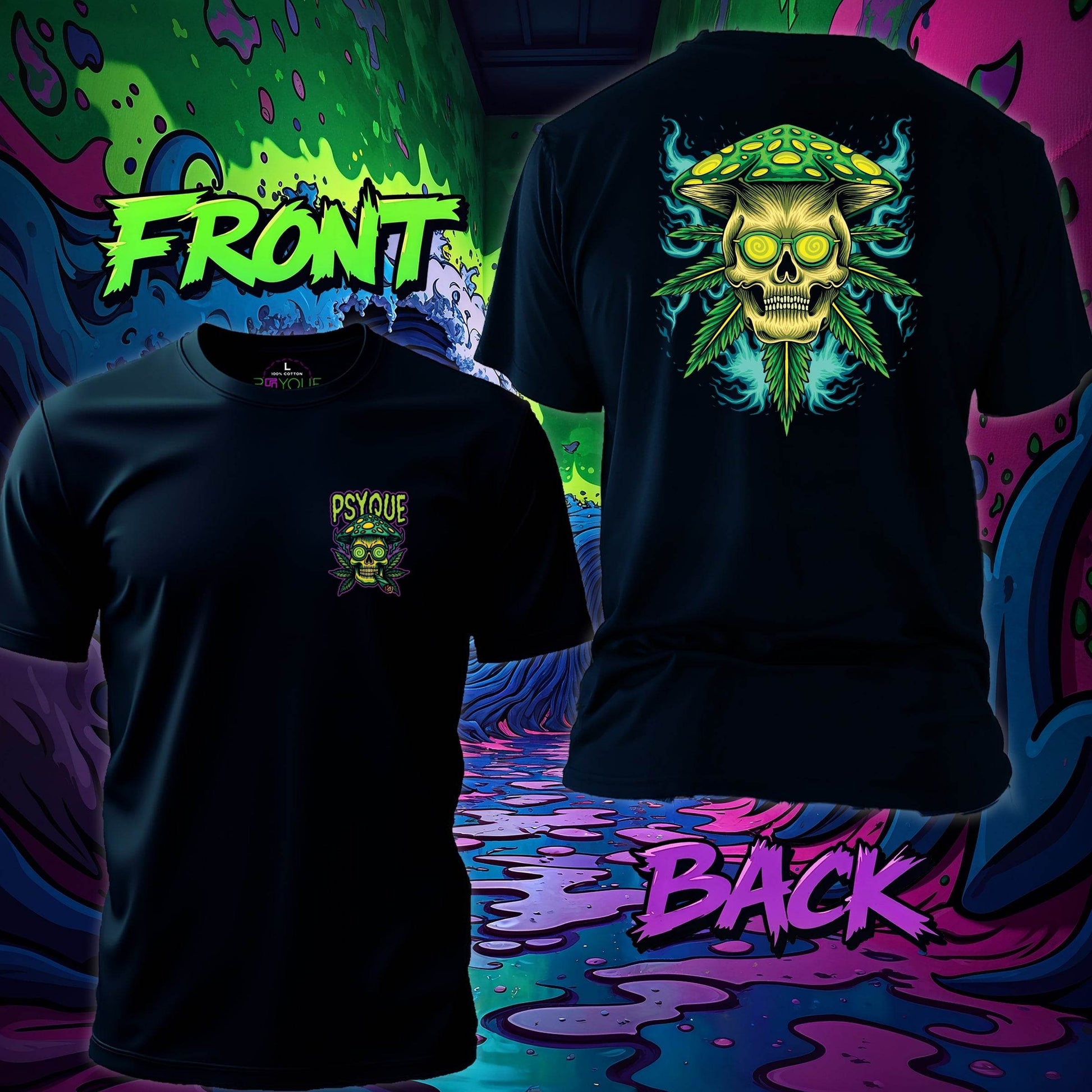 Shroom of Doom – Trippy Skull T-shirt #st7 - Psyque