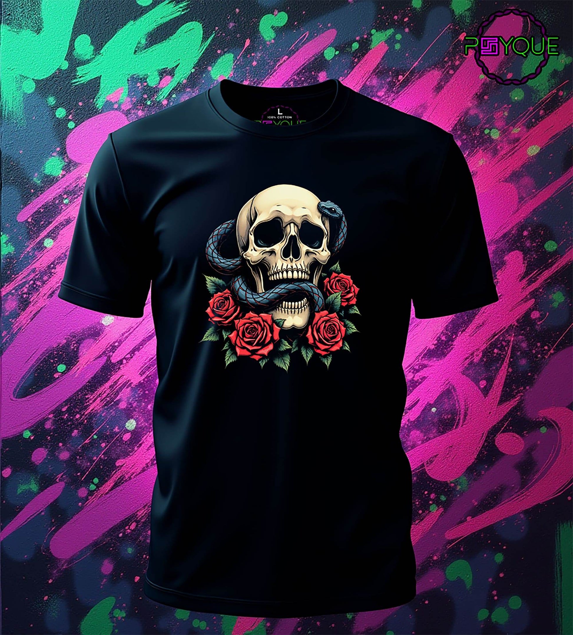 Skull & Serpent – Rosebound Edition T-shirt #s4 - Psyque