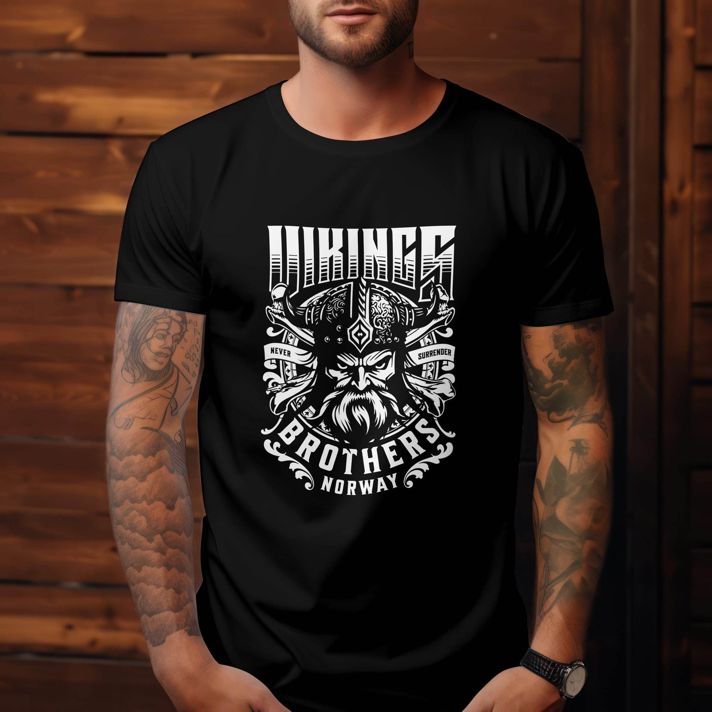 Vikings – Brothers Norway, Never Surrender T-Shirt #wv4 - Psyque