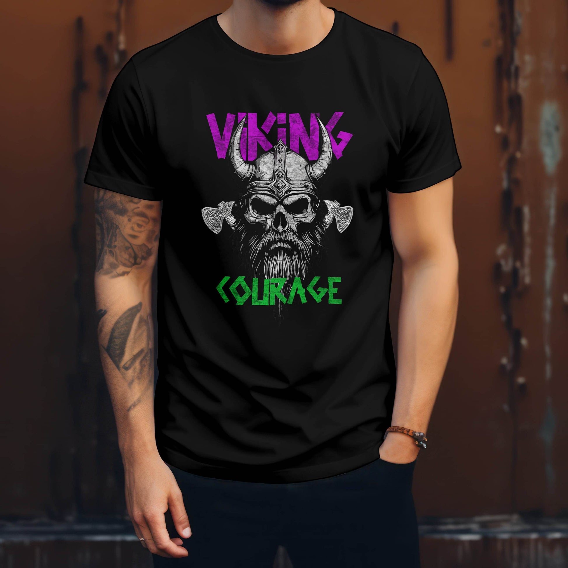 Viking Courage – Axes & Honor T-Shirt #wv5 - Psyque