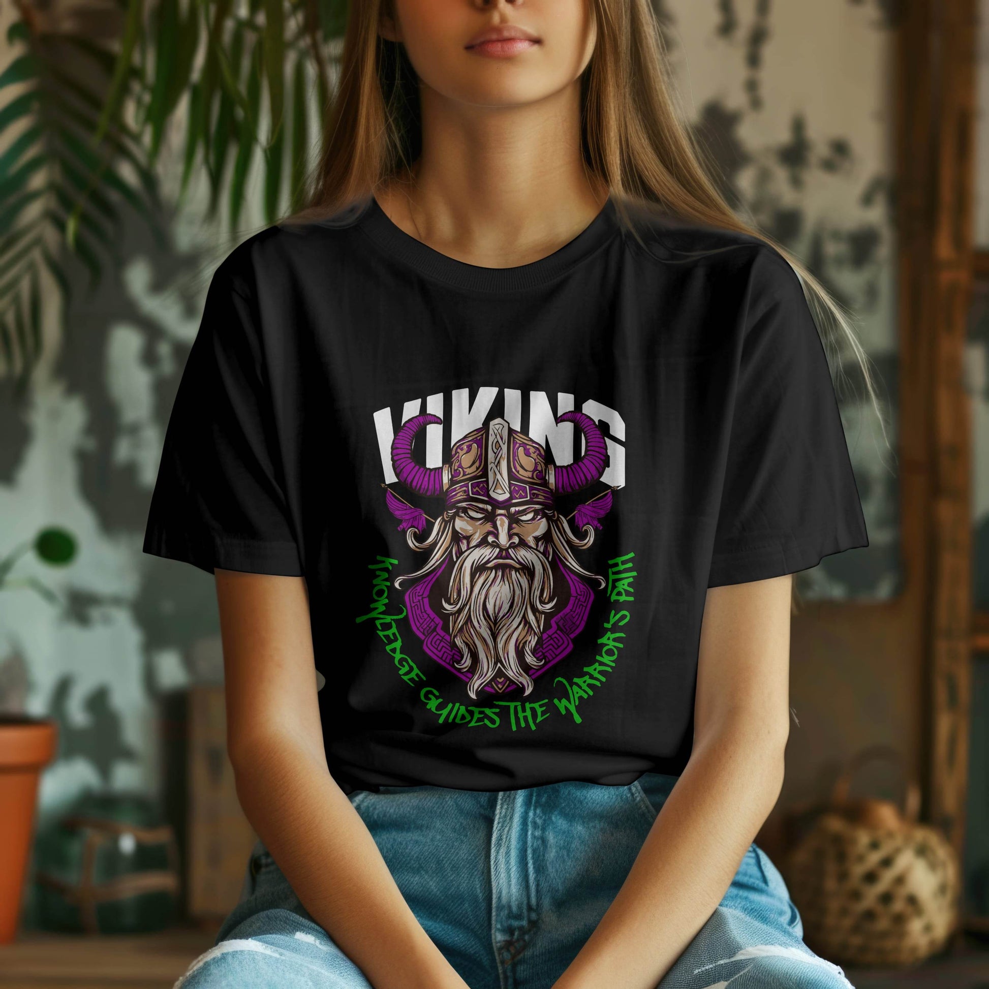Viking – Knowledge Guides the Warrior Path T-Shirt #wv3 - Psyque