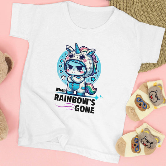 When Rainbows Gone Kids T-Shirt – Grumpy Unicorn Mood #k4