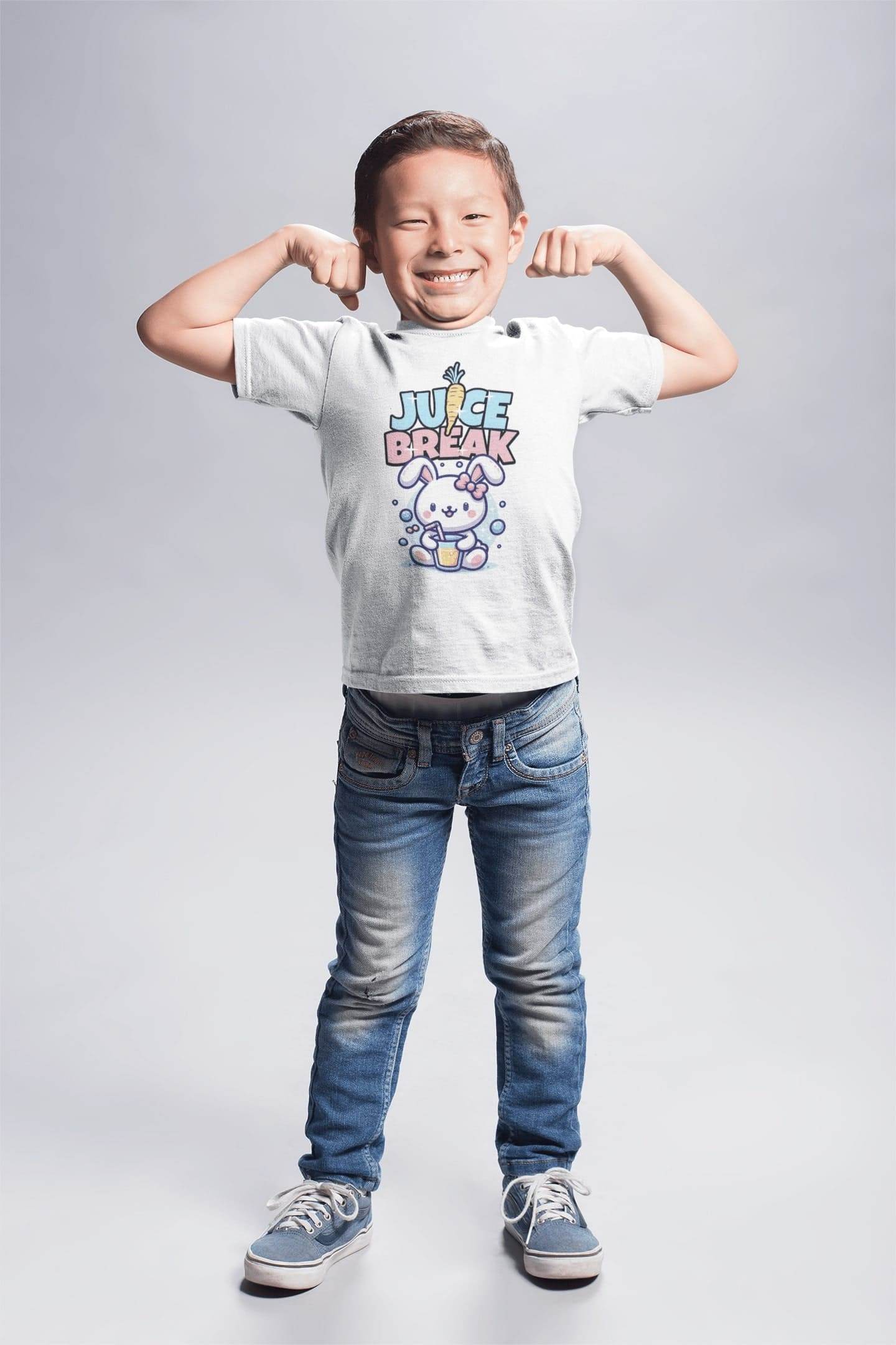 Juice Break Kids T-Shirt – Cute Bunny & Carrot Drink Graphic #k23 - Psyque