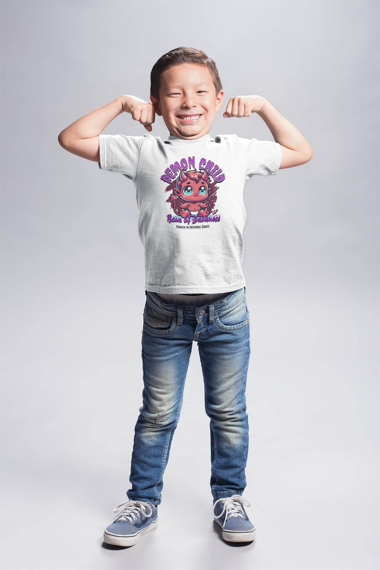 Demon Child Kids T-Shirt – Born of Darkness Cartoon Design #k17 - Psyque