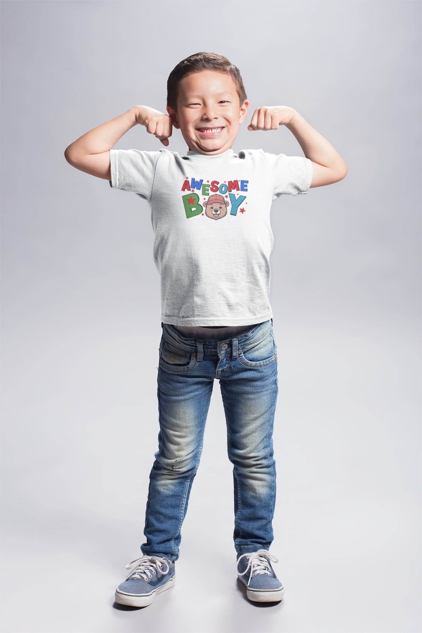 Awesome Boy Kids T-Shirt – Cartoon Bear Design #k3 - Psyque