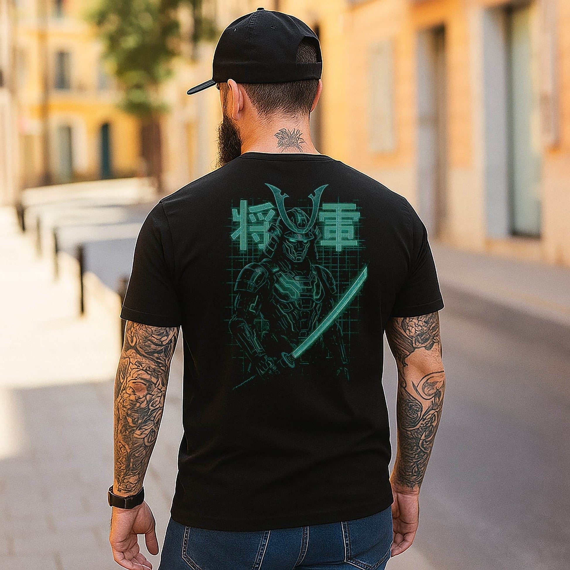 Glitchwire Shogun – Cyber Samurai Blueprint Tee #jp15 - Psyque