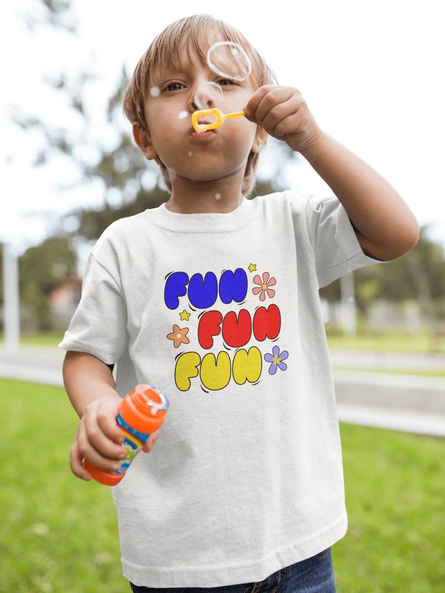 Fun Fun Fun Kids T-Shirt – Retro Rainbow Lettering Tee #k21 - Psyque