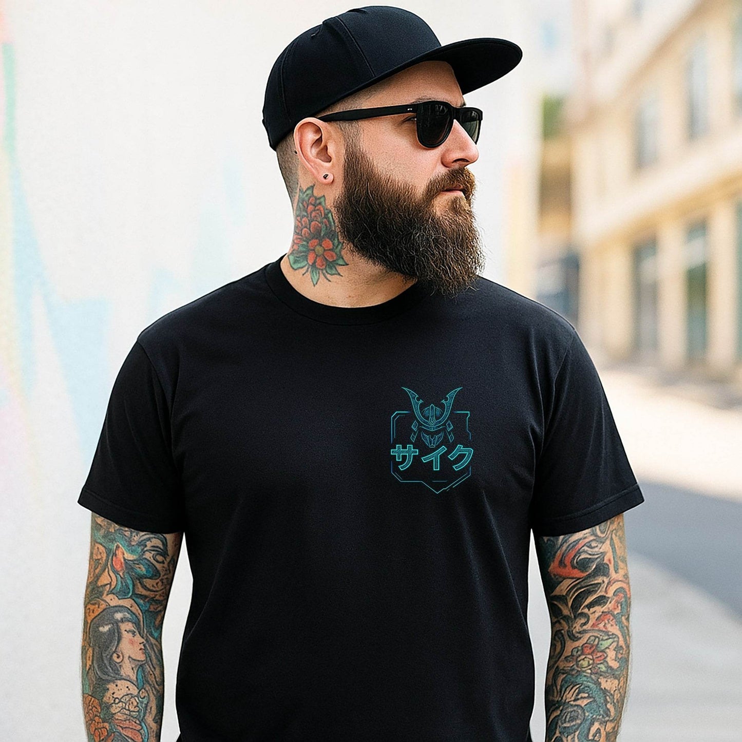 Glitchwire Shogun – Cyber Samurai Blueprint Tee #jp15 - Psyque