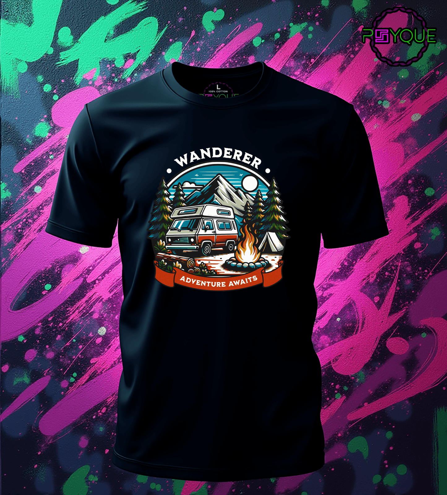 Wanderer – Adventure Awaits T-Shirt #tw8 - Psyque