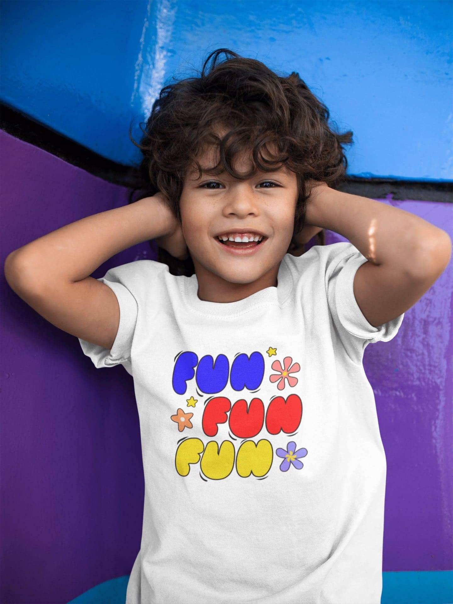 Fun Fun Fun Kids T-Shirt – Retro Rainbow Lettering Tee #k21 - Psyque