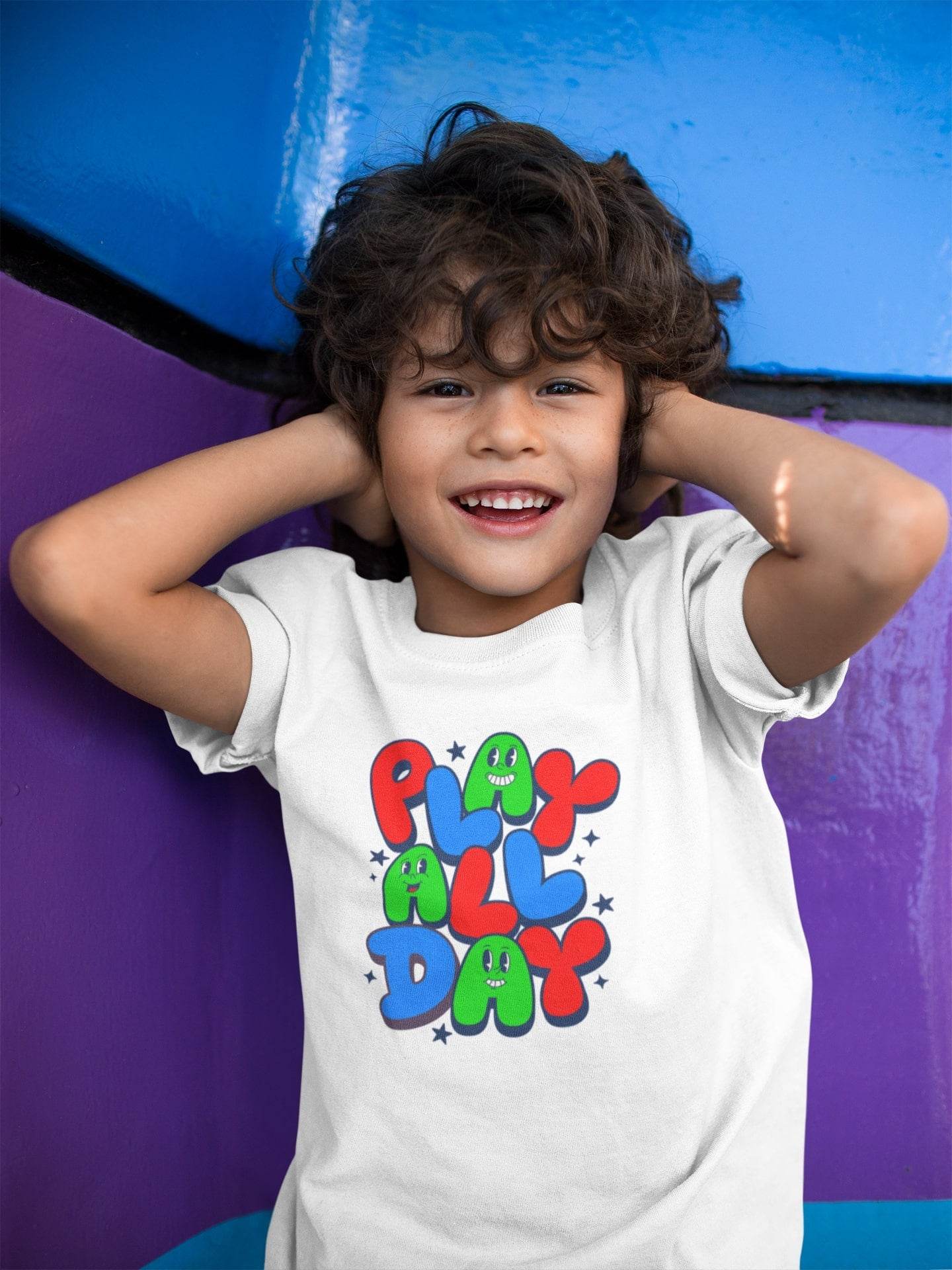 Play All Day Kids T-Shirt – Colorful Fun Graphic Tee #k8 - Psyque