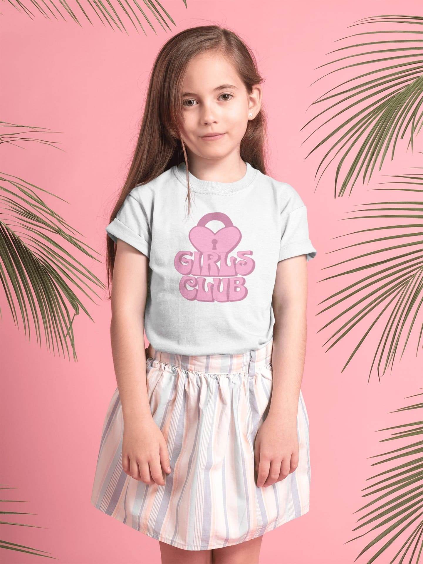 Girls Club Kids T-Shirt – Retro Pink Heart Lock Design #k22 - Psyque