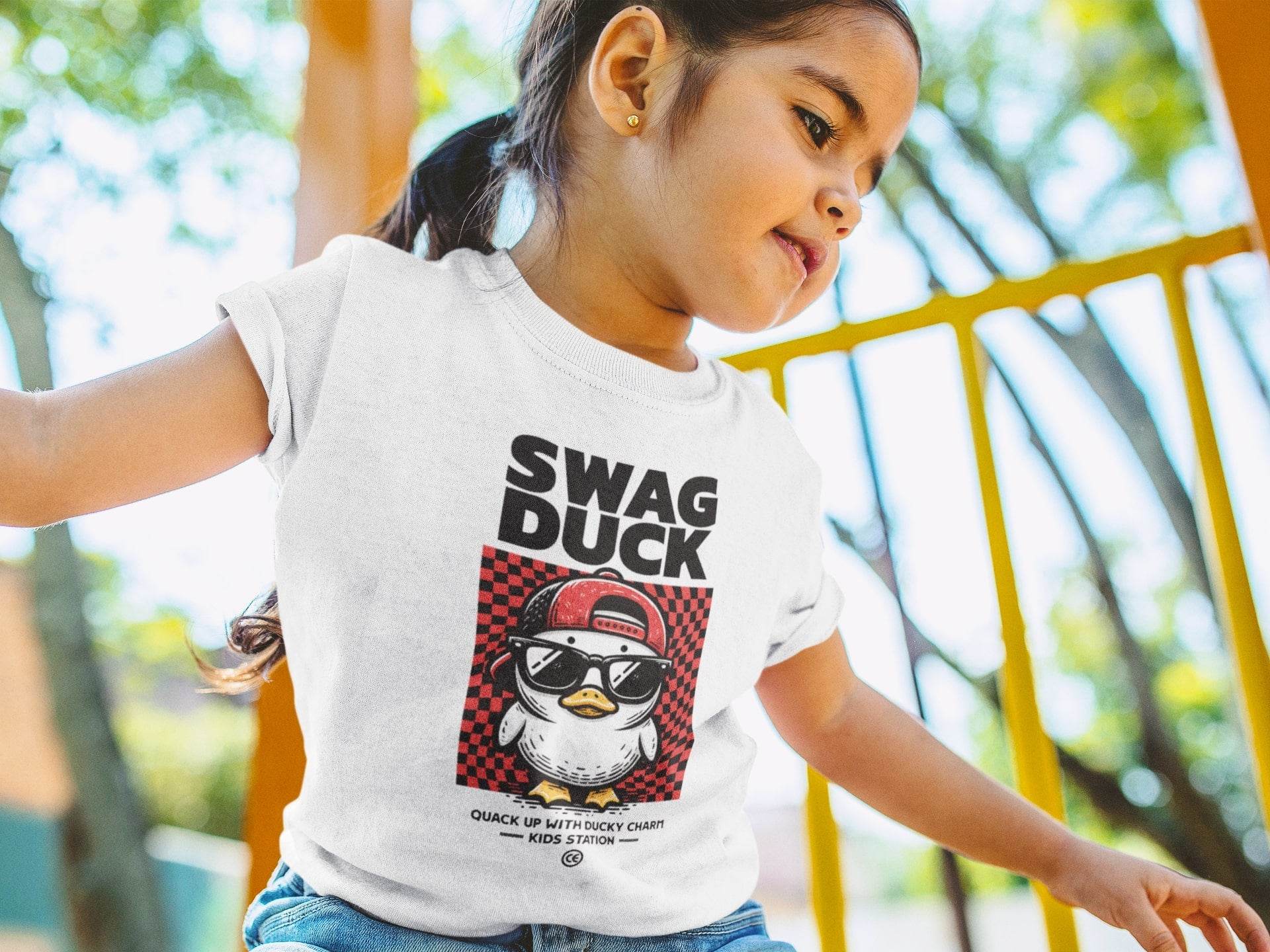 Swag Duck Kids T-Shirt – Cool Duck Graphic Tee #k6 - Psyque
