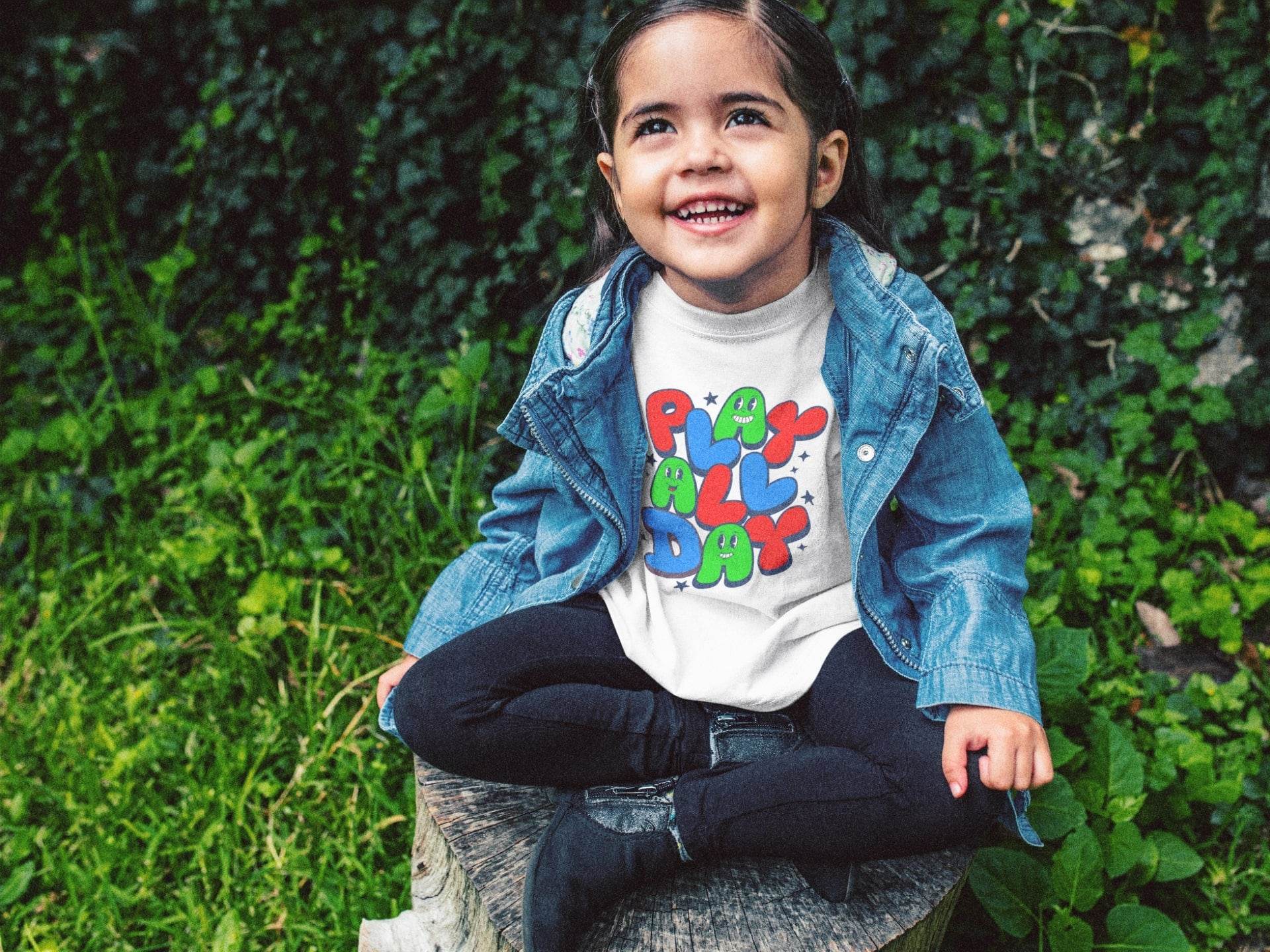 Play All Day Kids T-Shirt – Colorful Fun Graphic Tee #k8 - Psyque