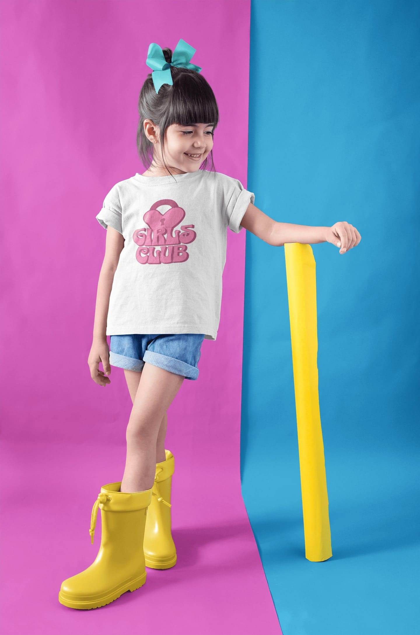 Girls Club Kids T-Shirt – Retro Pink Heart Lock Design #k22 - Psyque